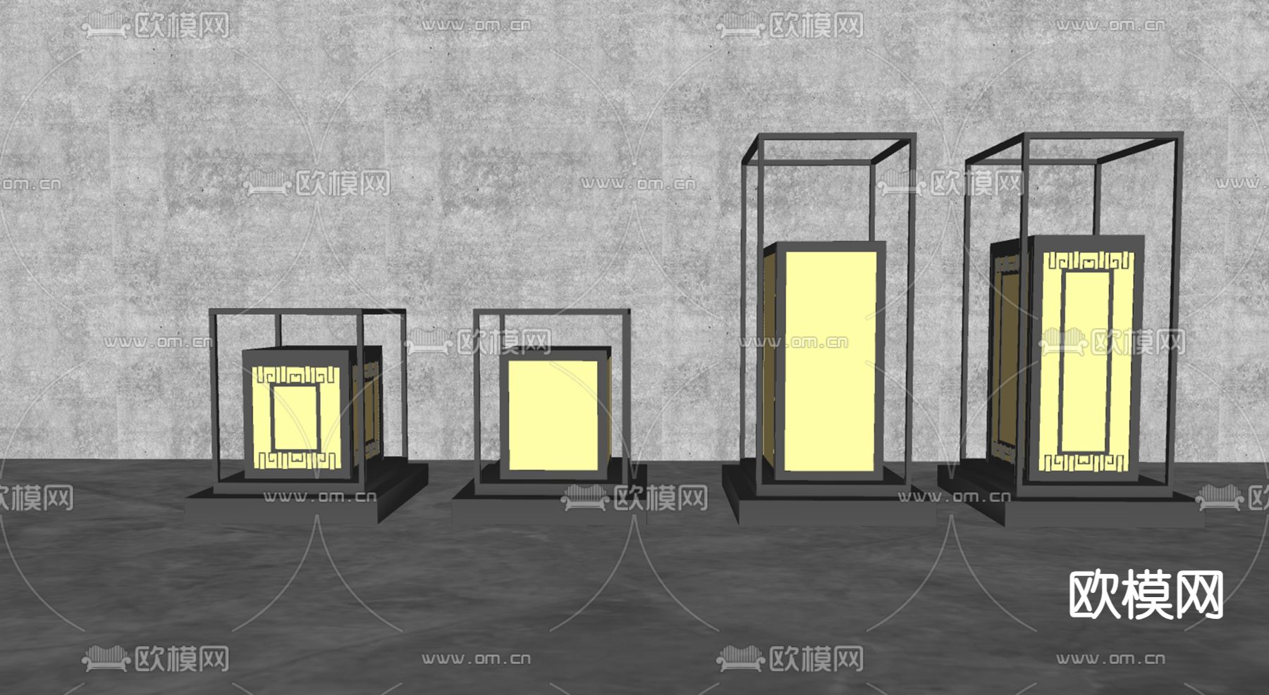 草坪灯 柱头灯 景观灯su模型下载（渲染图2）