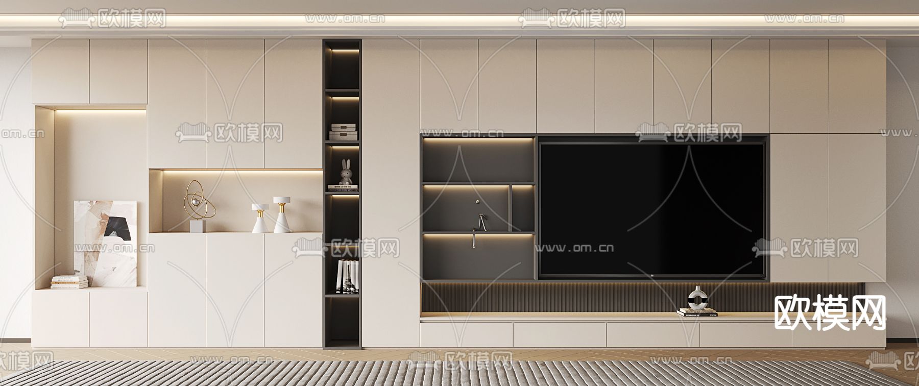 电视背景墙3d模型下载