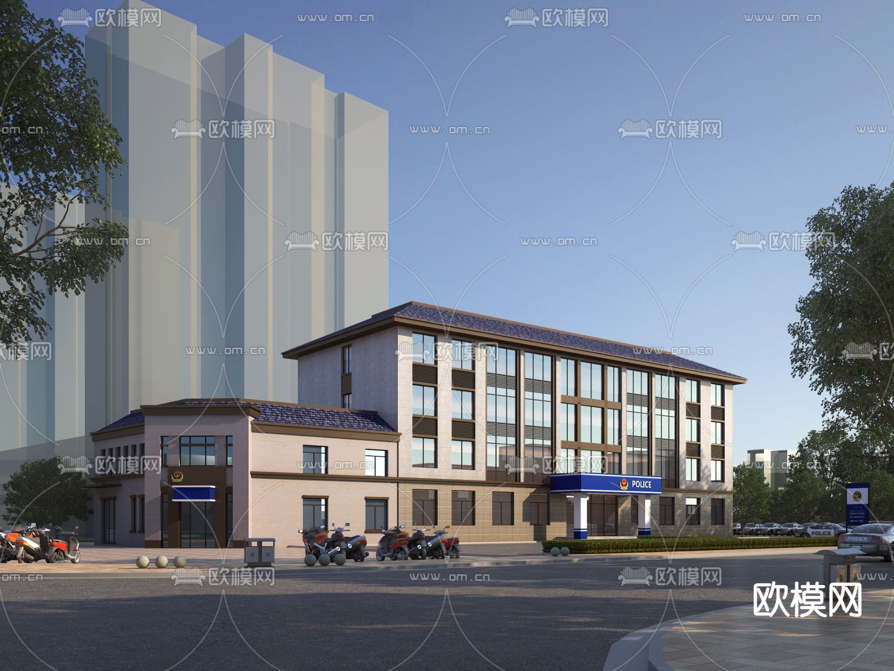 公安局 派出所外观3d模型下载