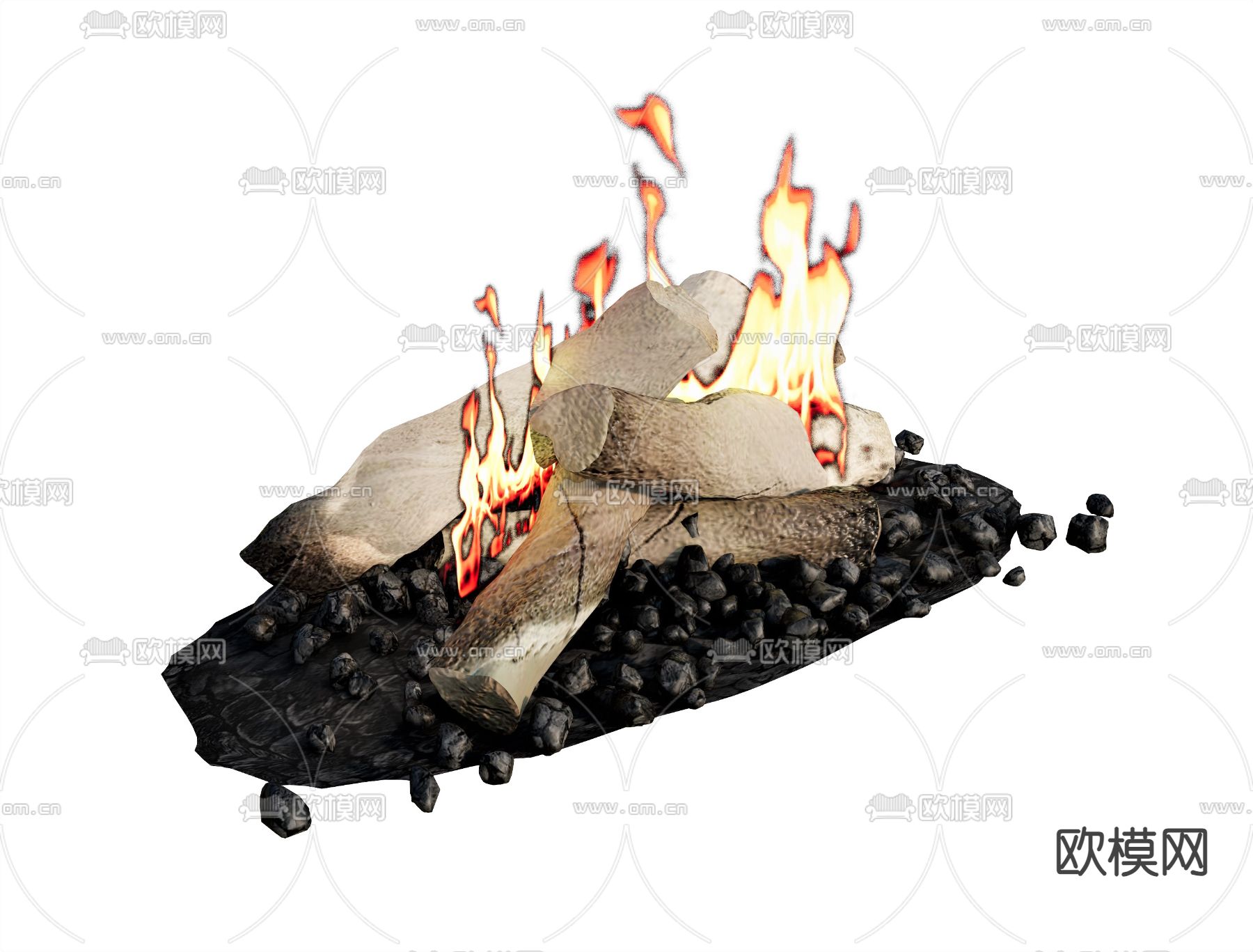 壁炉 柴火 木柴 火焰su模型下载（渲染图1）