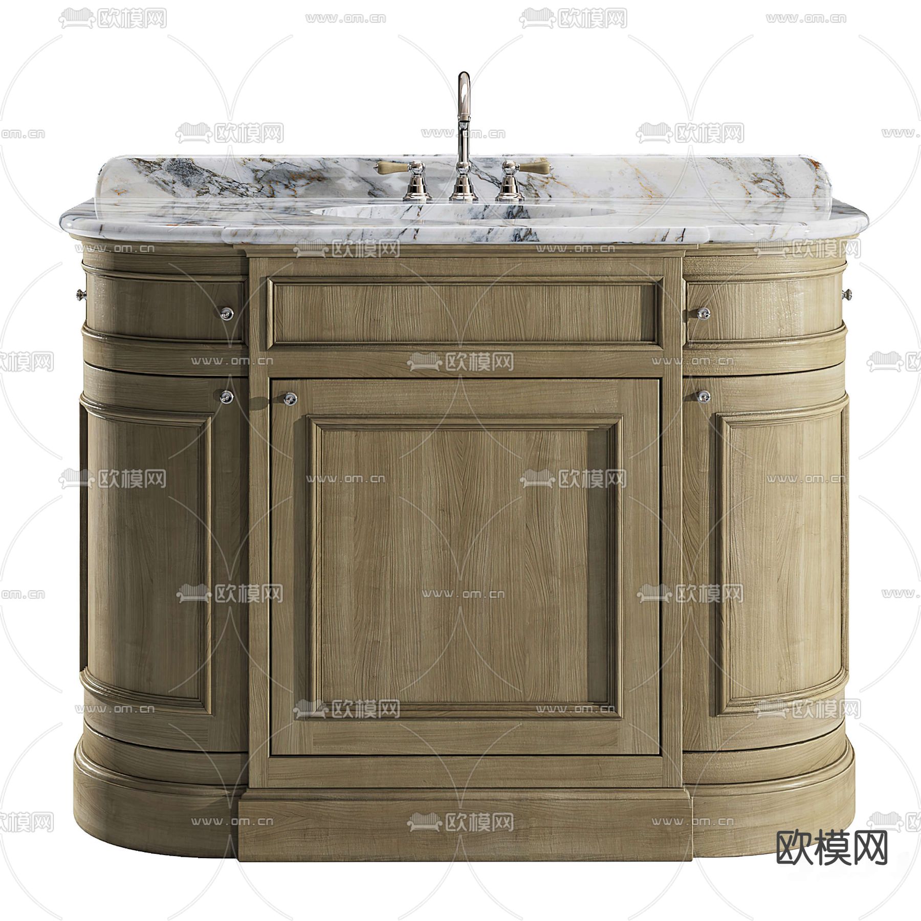 美式浴室柜 洗手台3d模型下载（渲染图2）