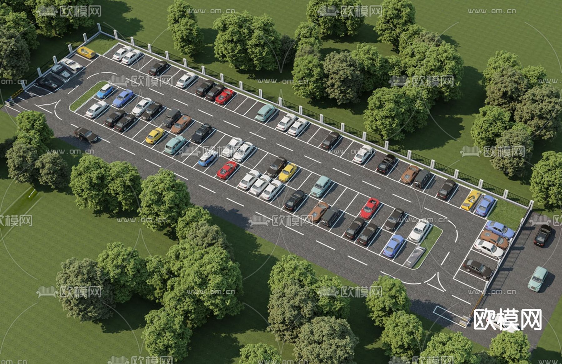 现代停车场su模型下载（渲染图1）