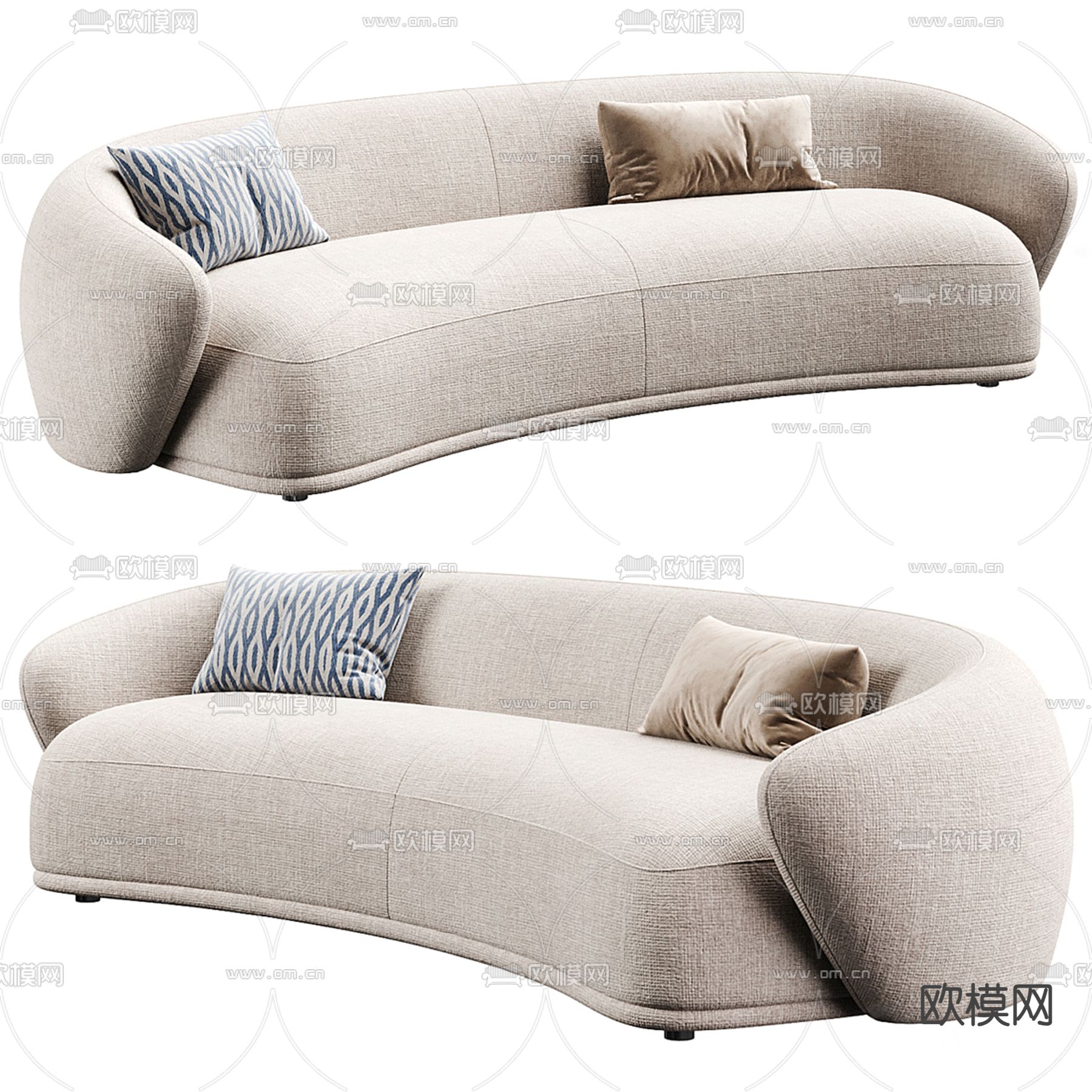 Meridiani 弧形沙发3d模型下载（渲染图1）