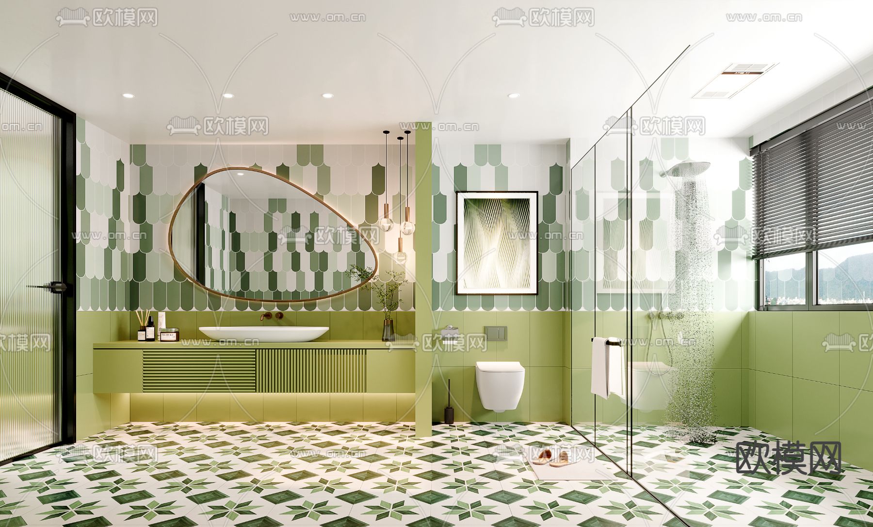 北欧卫生间 浴室su模型下载（渲染图1）