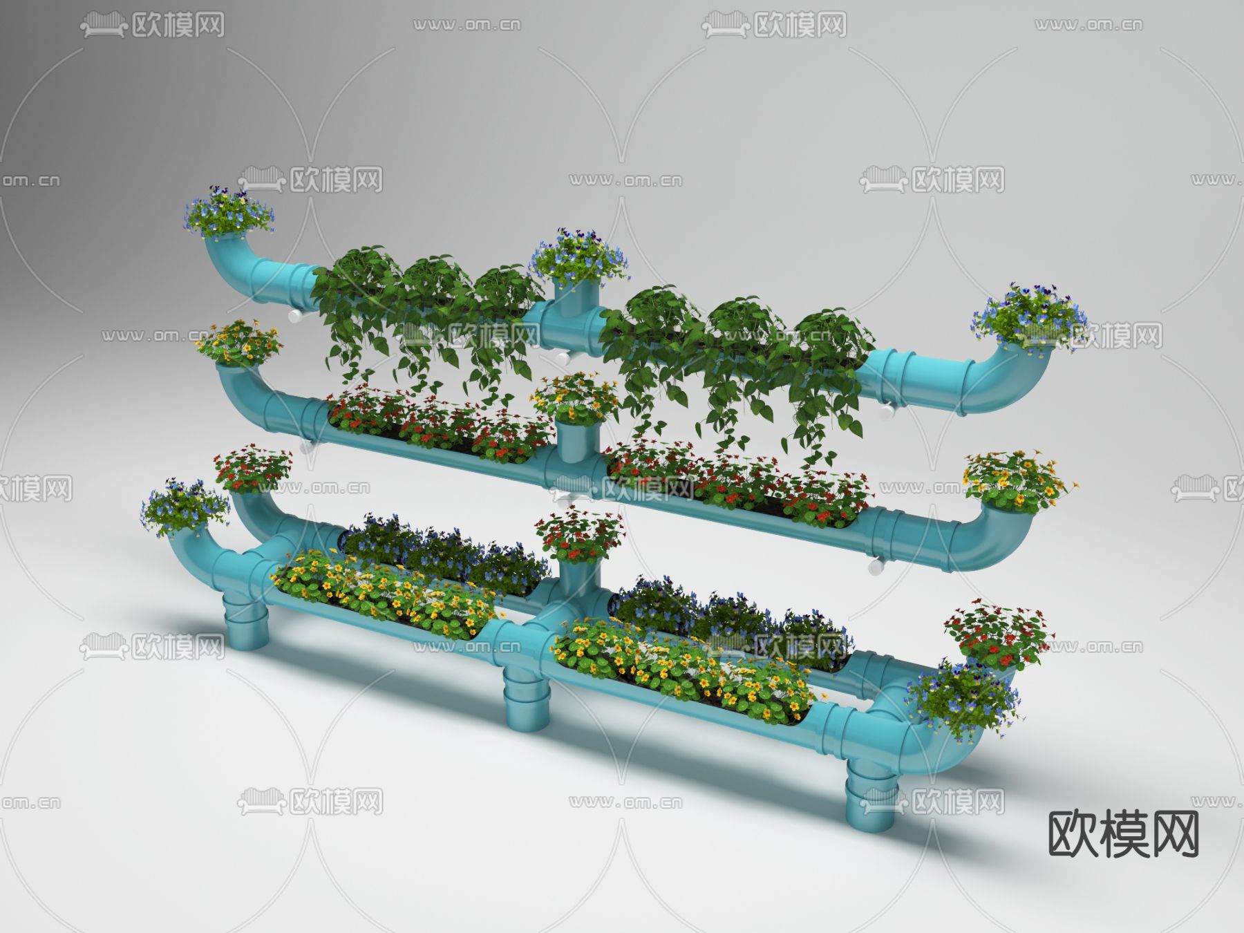 PVC管道盆栽 盆景3d模型下载（渲染图3）