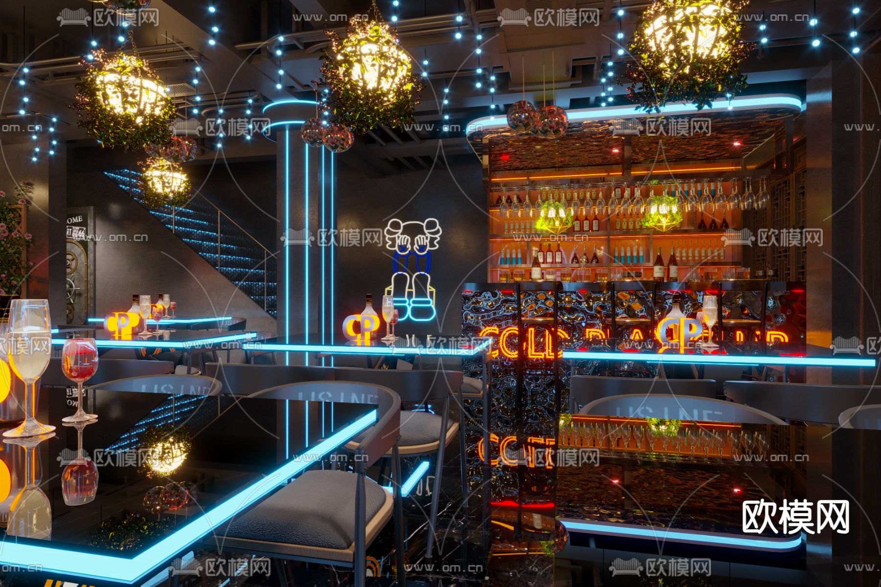 酒吧 清吧 夜总会3d模型下载（渲染图2）