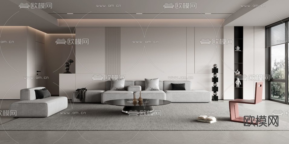 极简客厅3d模型下载