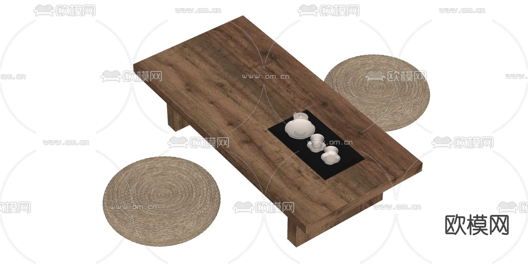 侘寂茶台 茶桌su模型下载（渲染图2）