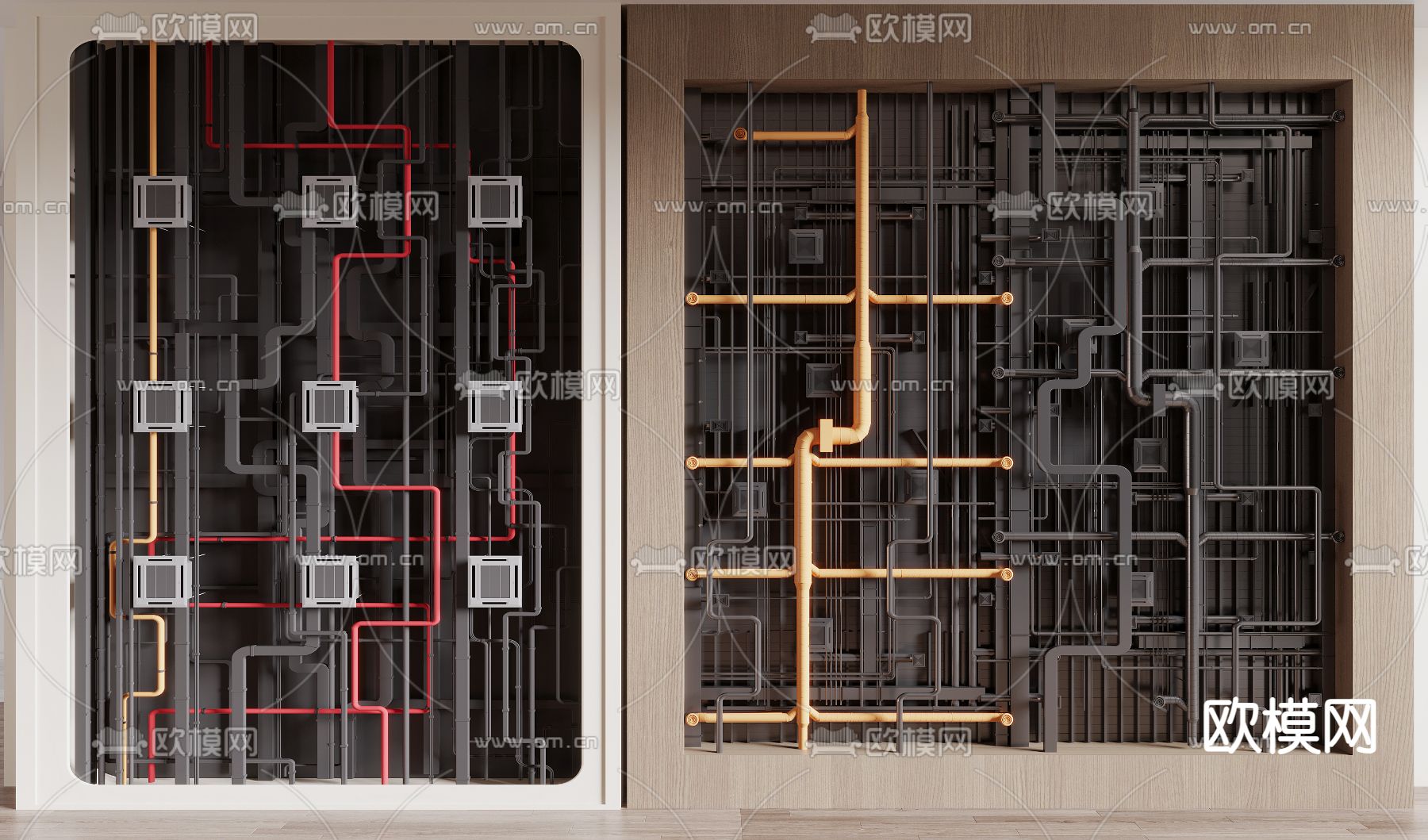 工业风吊顶 管道吊顶3d模型下载