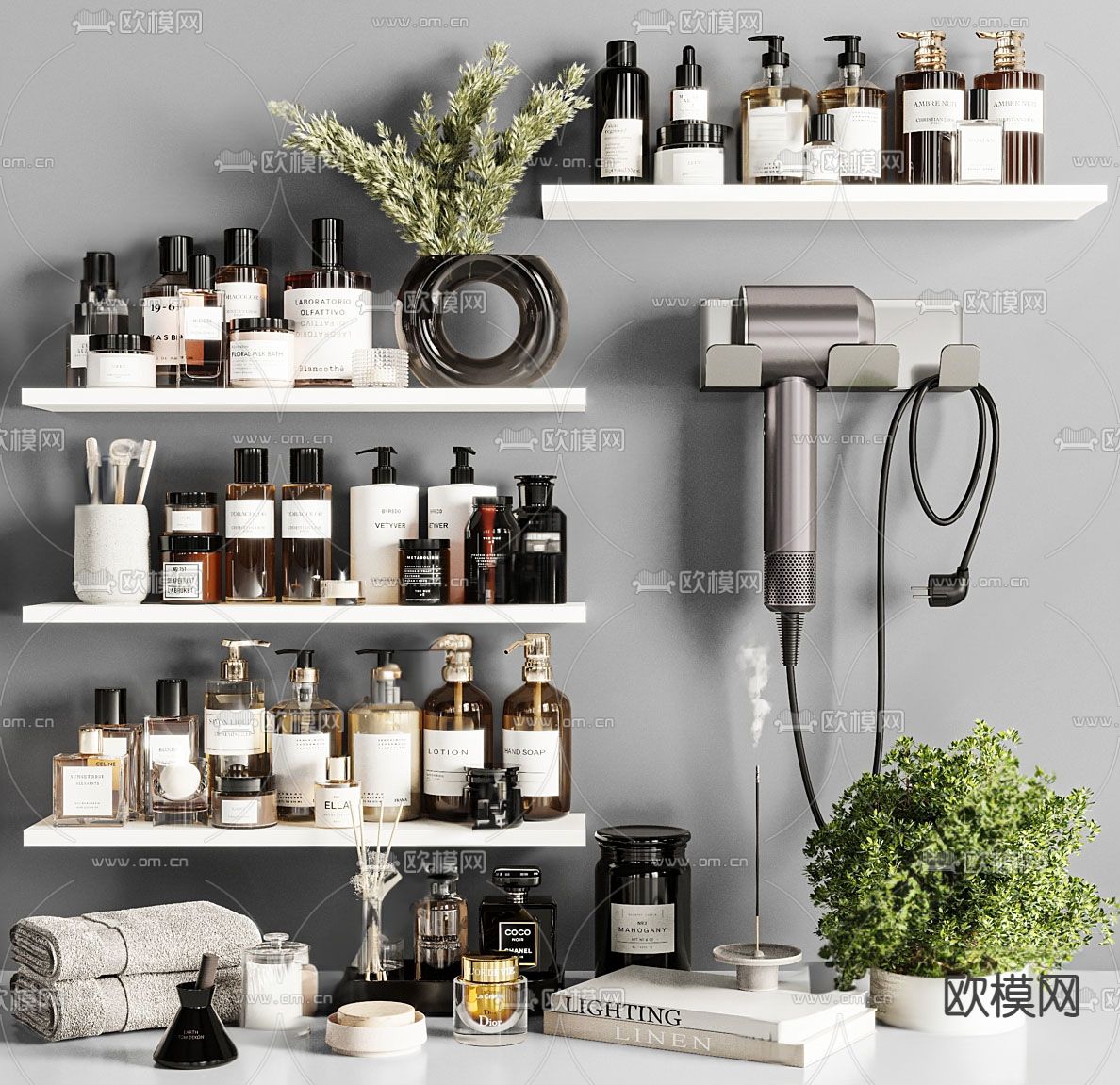 现代洗护用品su模型下载（渲染图1）