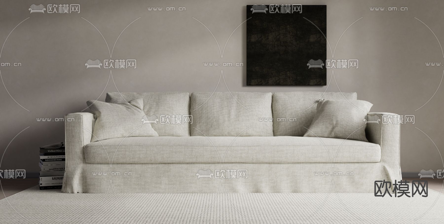 侘寂多人沙发su模型下载（渲染图1）