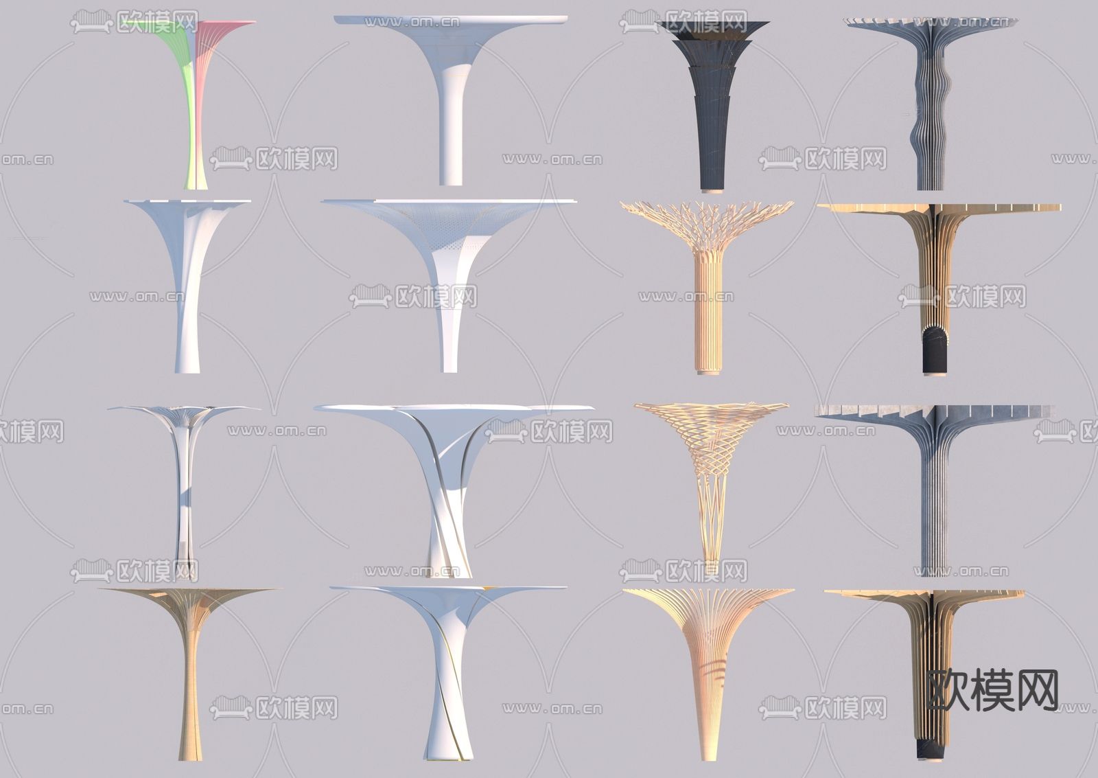 现代异形柱子su模型下载（渲染图1）
