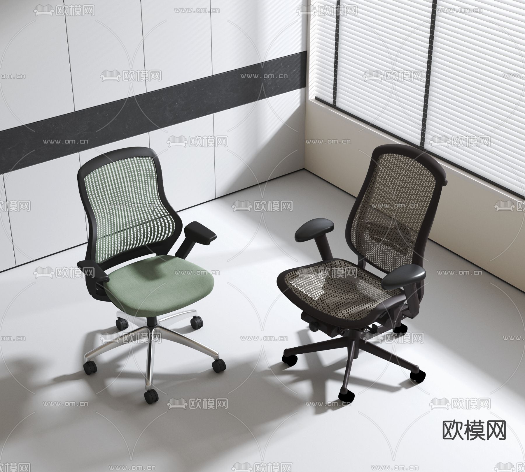 网布办公椅 职员椅3d模型下载