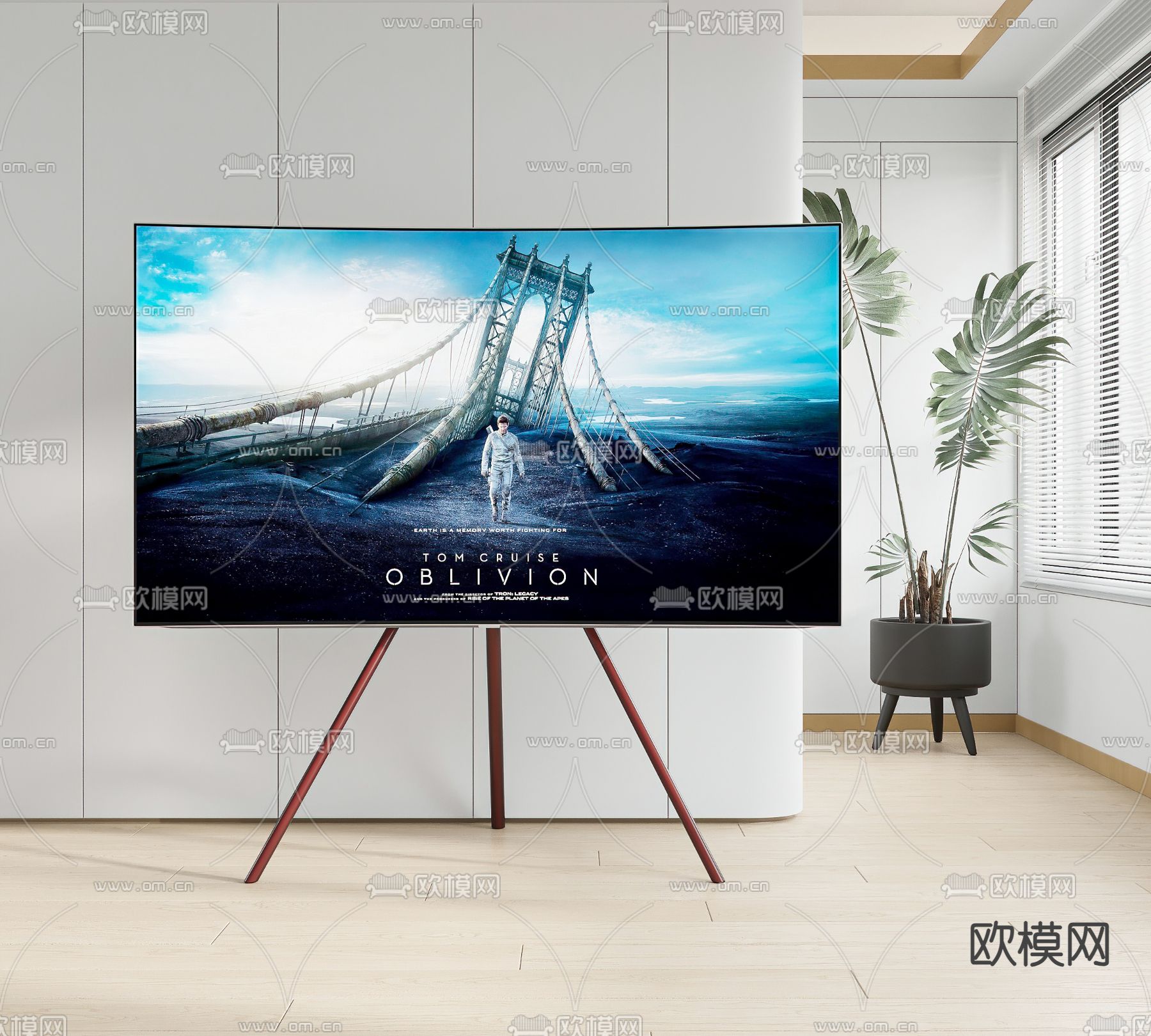 曲面电视机 画境电视3d模型下载