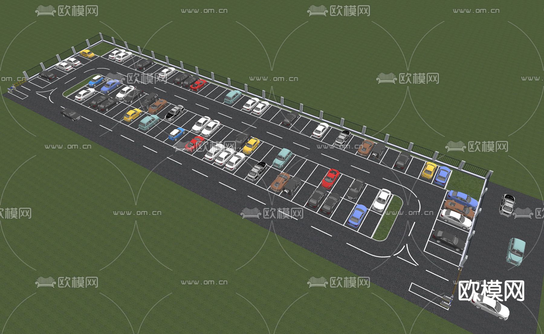现代停车场su模型下载（渲染图2）
