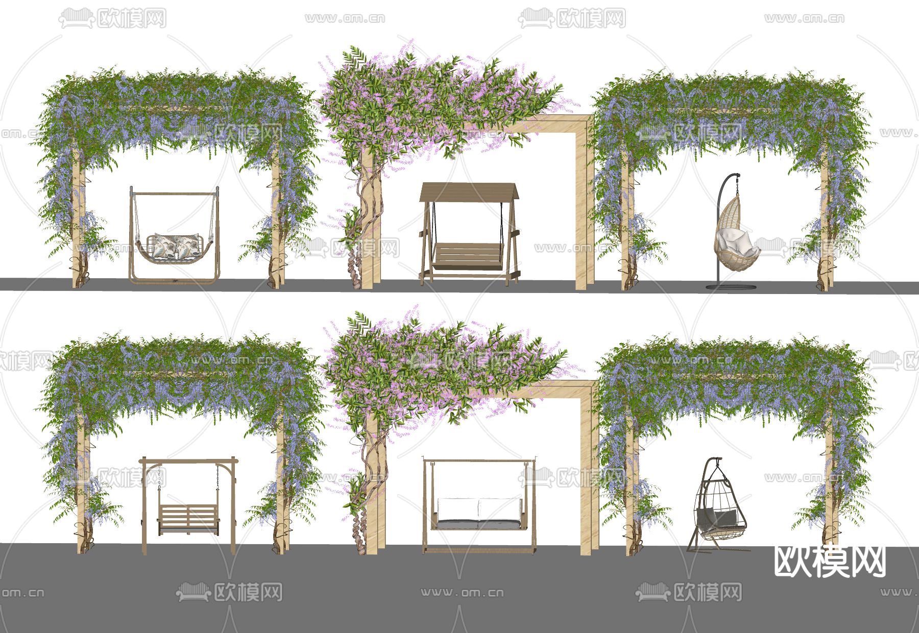 秋千 吊椅su模型下载（渲染图2）