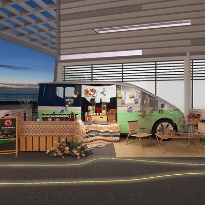  售卖车 摊位车 咖啡市集su模型 