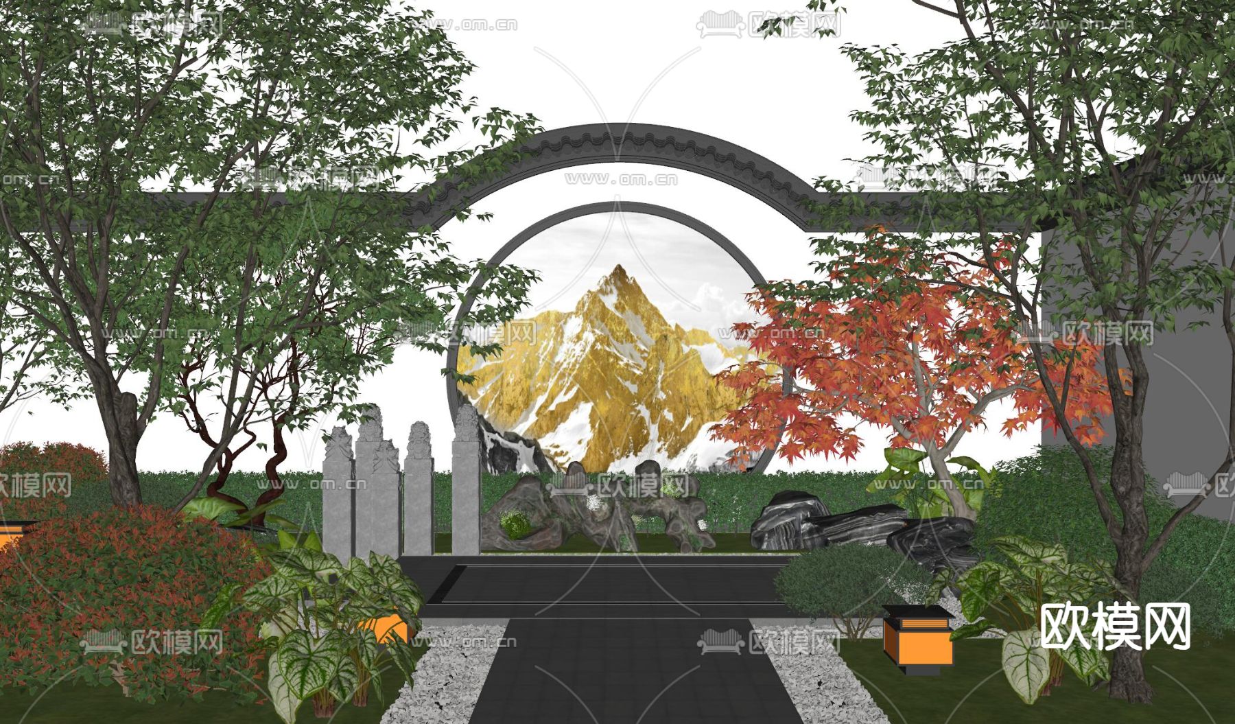 庭院景观su模型下载（渲染图2）