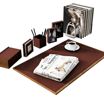  文具 笔筒 铅笔 书本报纸su模型 