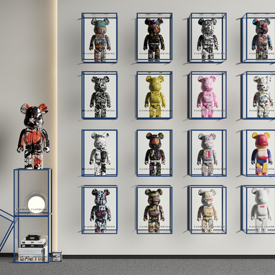  公仔 暴力熊 手办墙su模型 