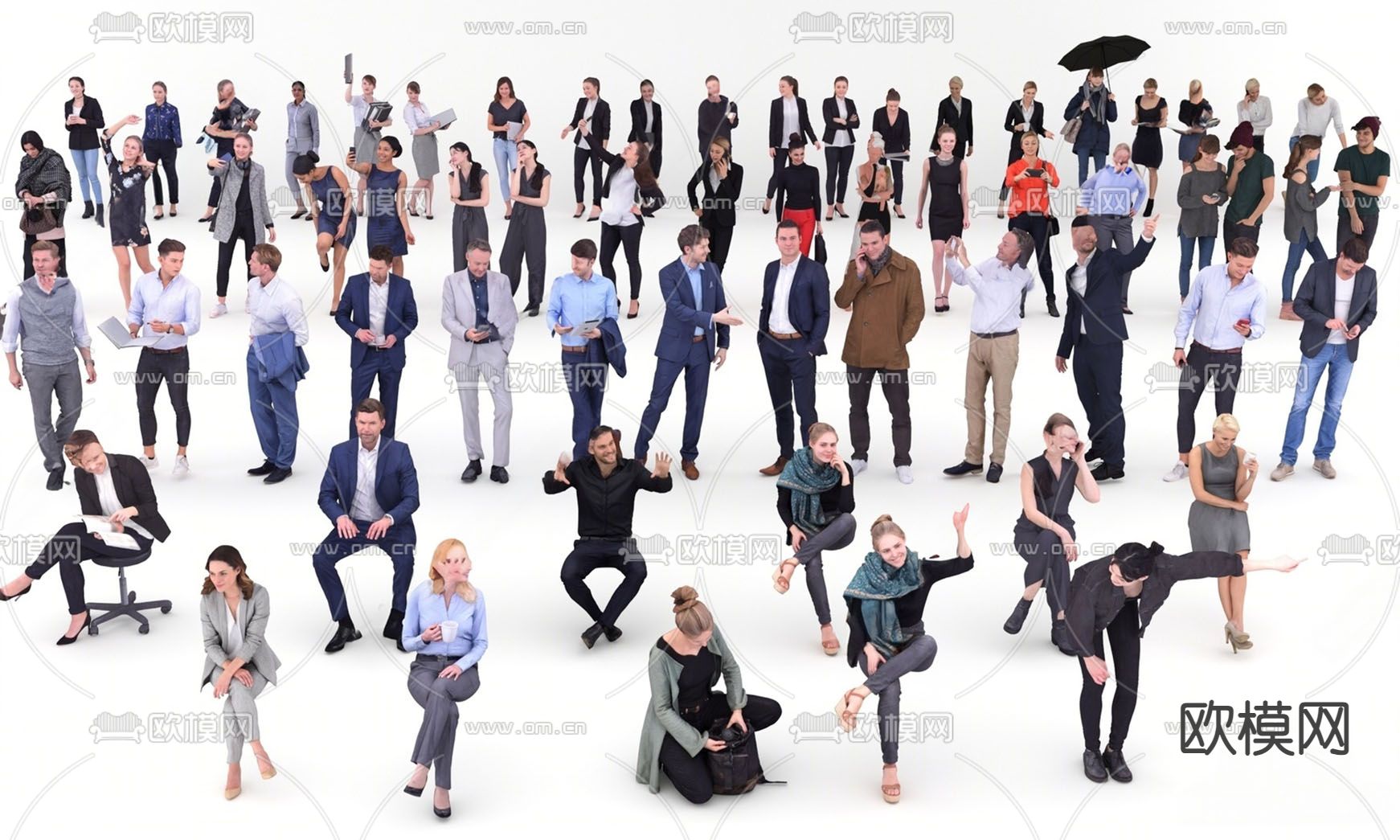 商务休闲人物 办公人物su模型下载（渲染图1）