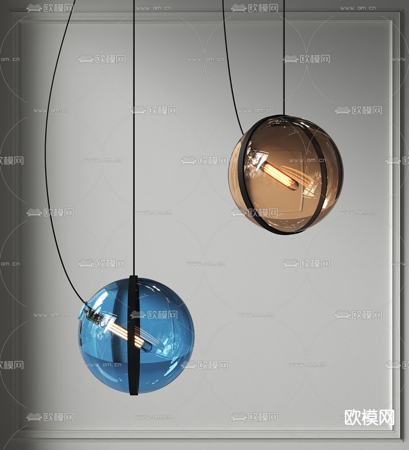 球形小吊灯3d模型下载_ID14199681_3dmax免费模型-欧模网