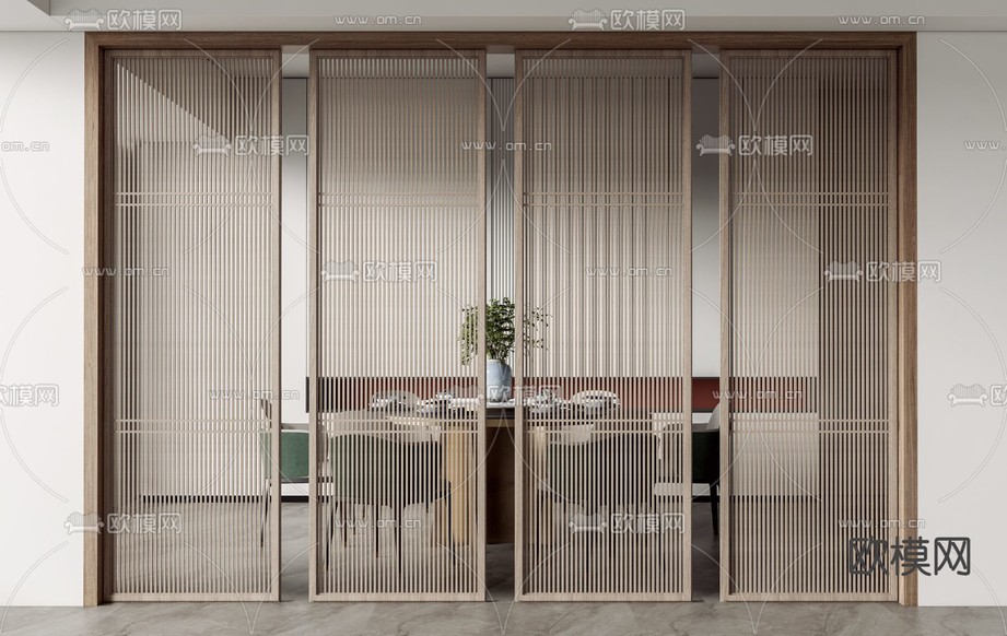 格栅屏风 隔断3d模型下载