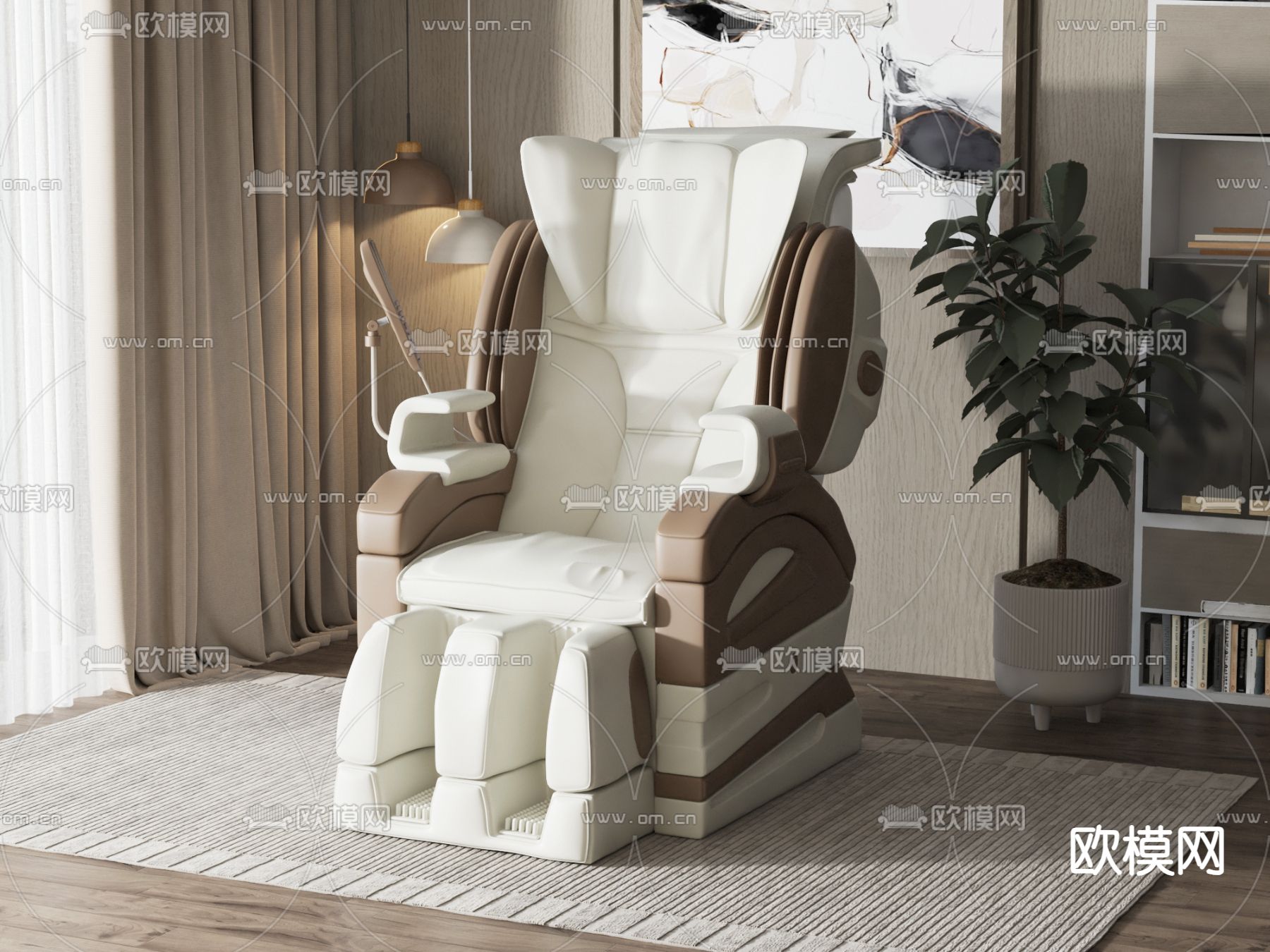 现代按摩椅su模型下载（渲染图1）