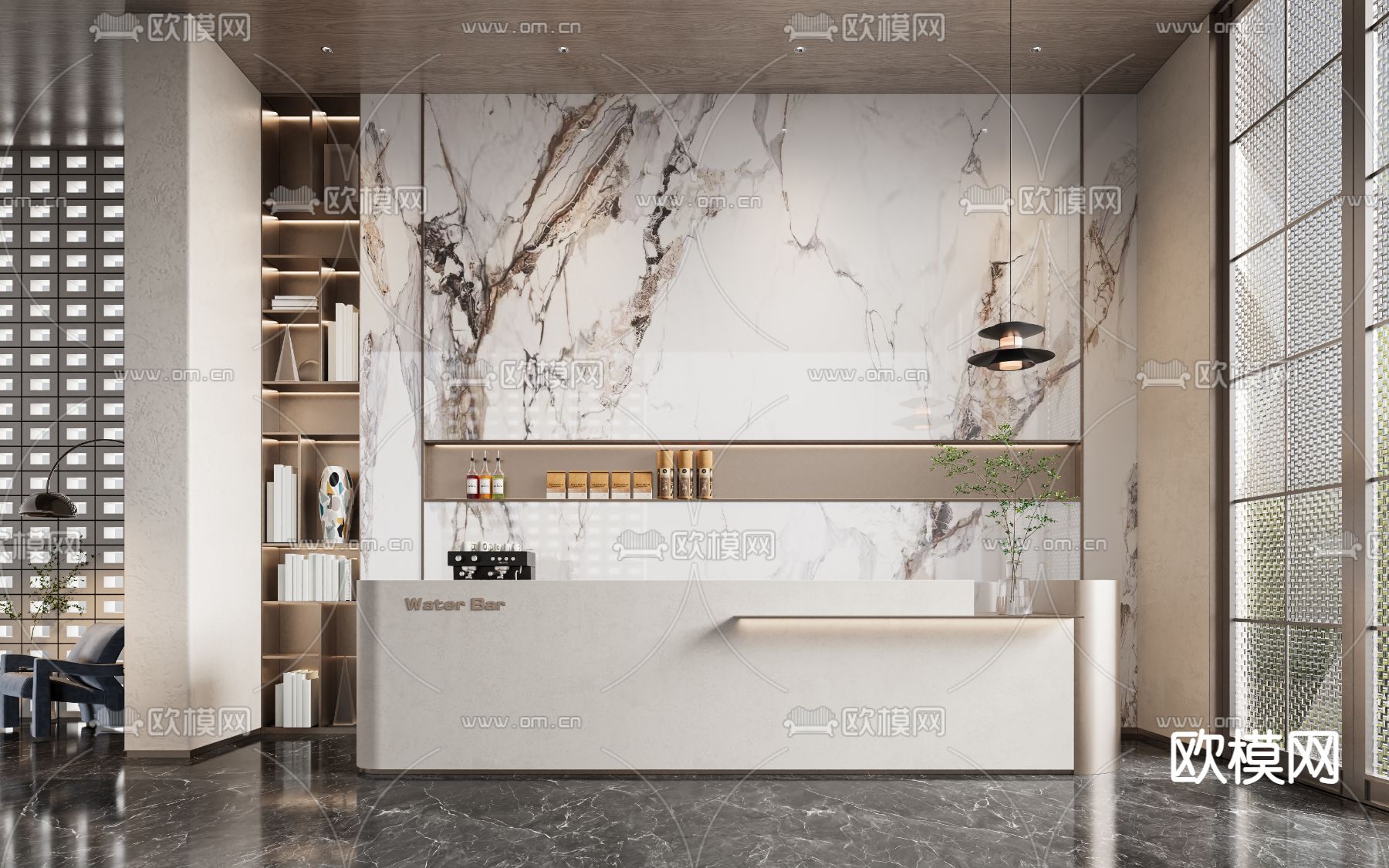 办公室前台 接待3d模型下载（渲染图1）