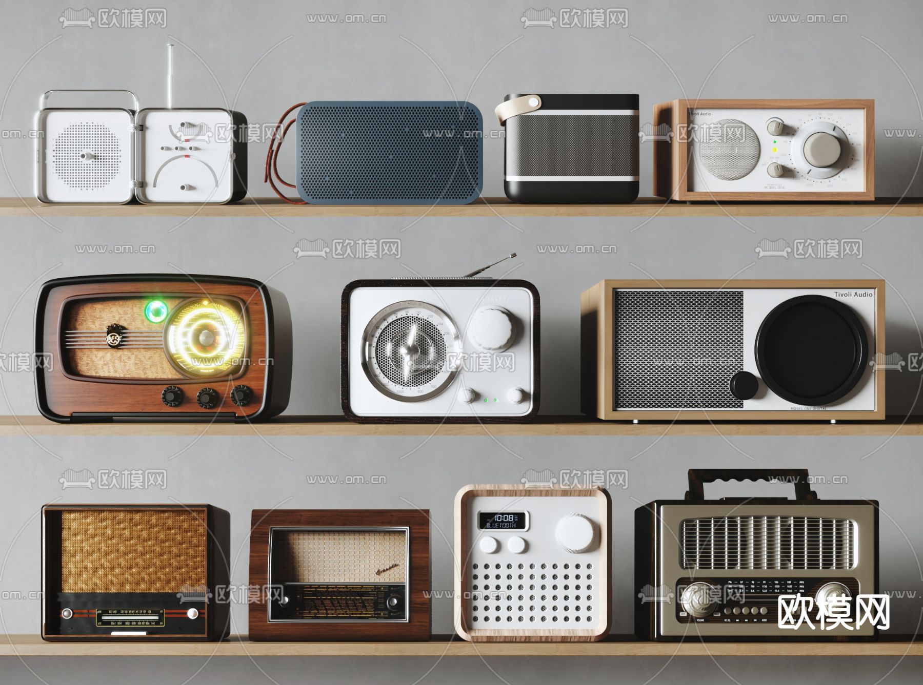 复古收音机 民国风 录音机3d模型下载