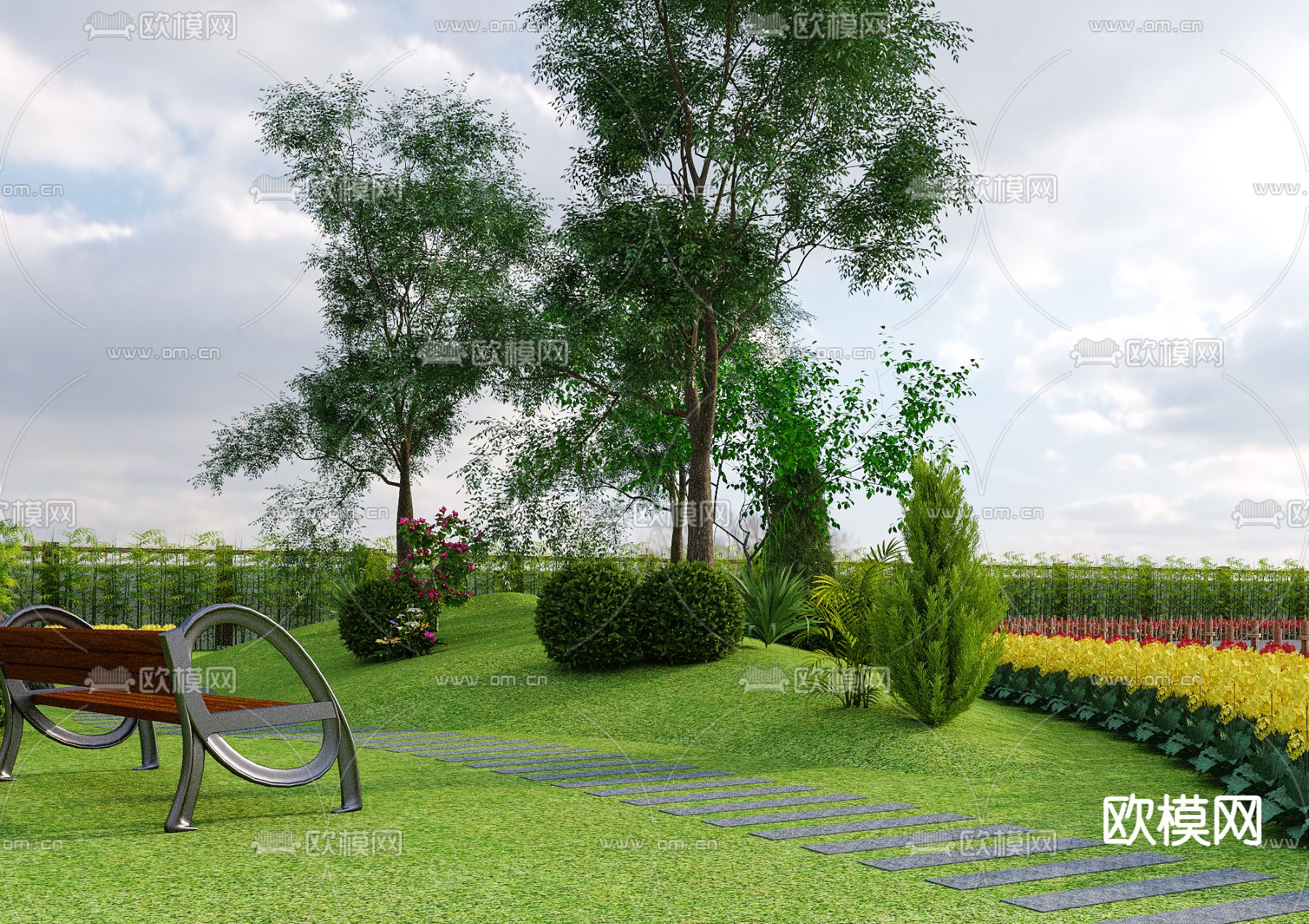 公园景观3d模型下载（渲染图2）