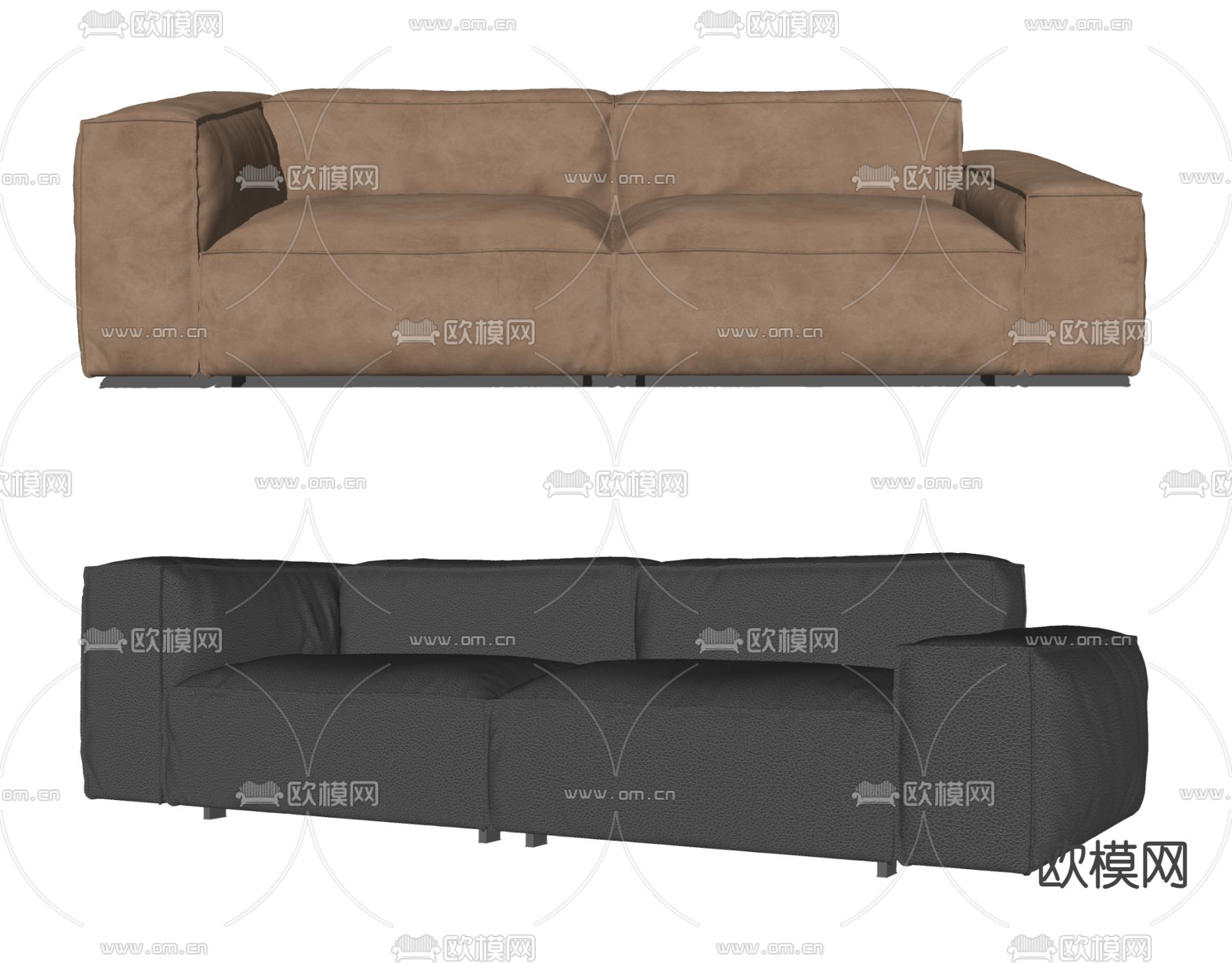 Bonaldo 多人沙发 豆腐块沙发su模型