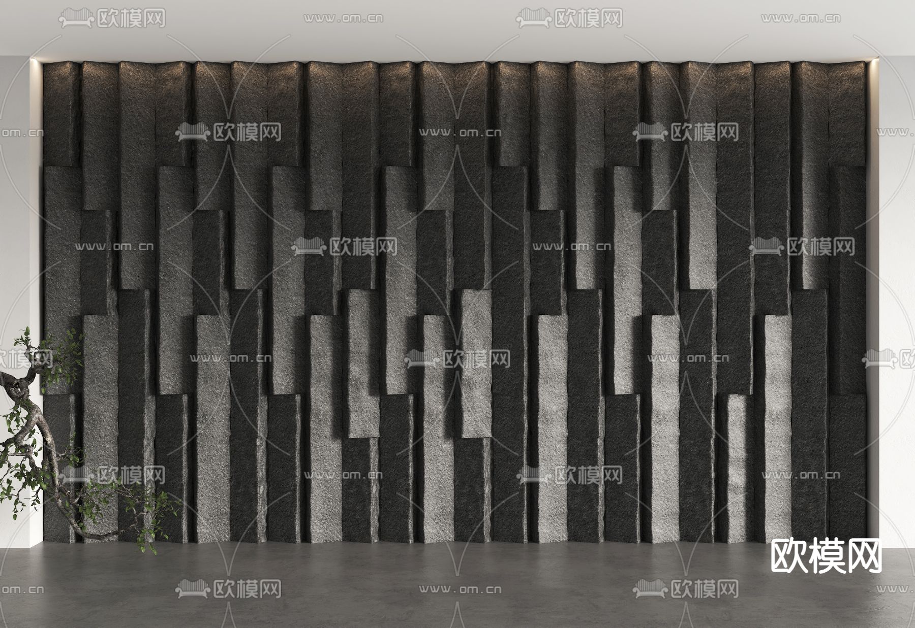 岩石背景墙 毛石背景墙3d模型