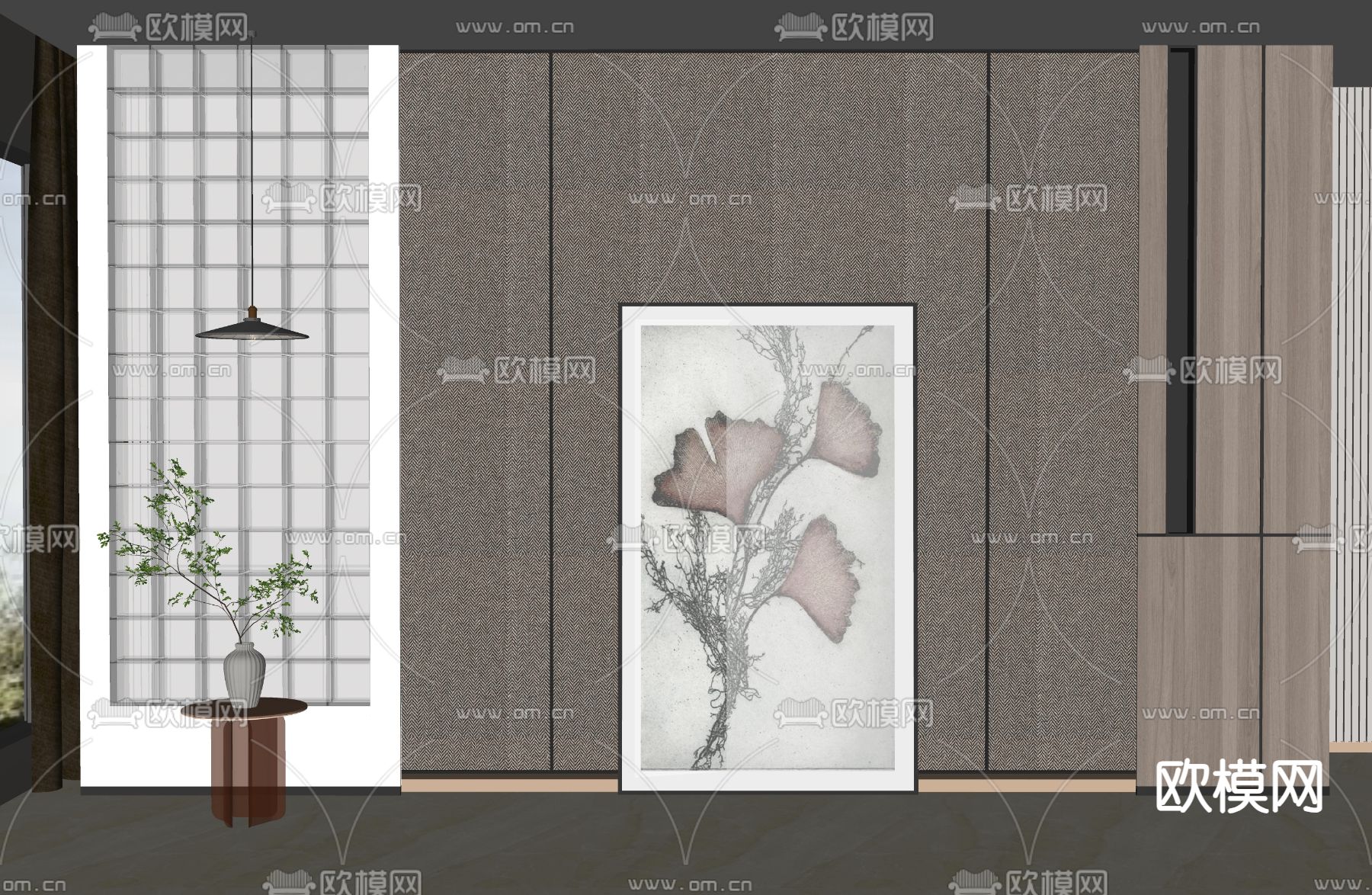 玻璃砖隔断su模型下载（渲染图2）