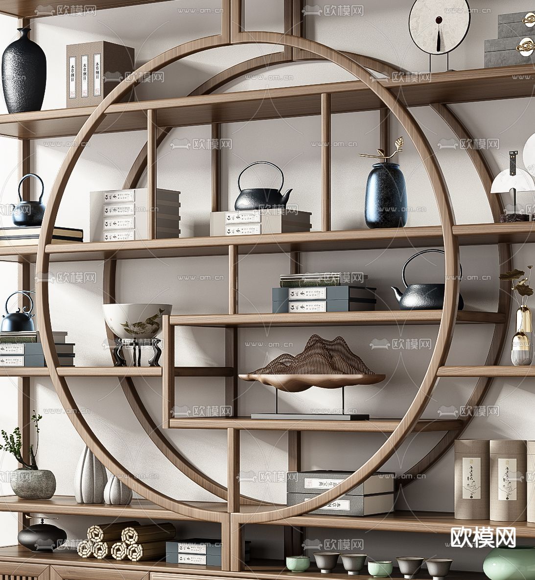 博古架 茶柜 陈列柜3d模型下载（渲染图2）