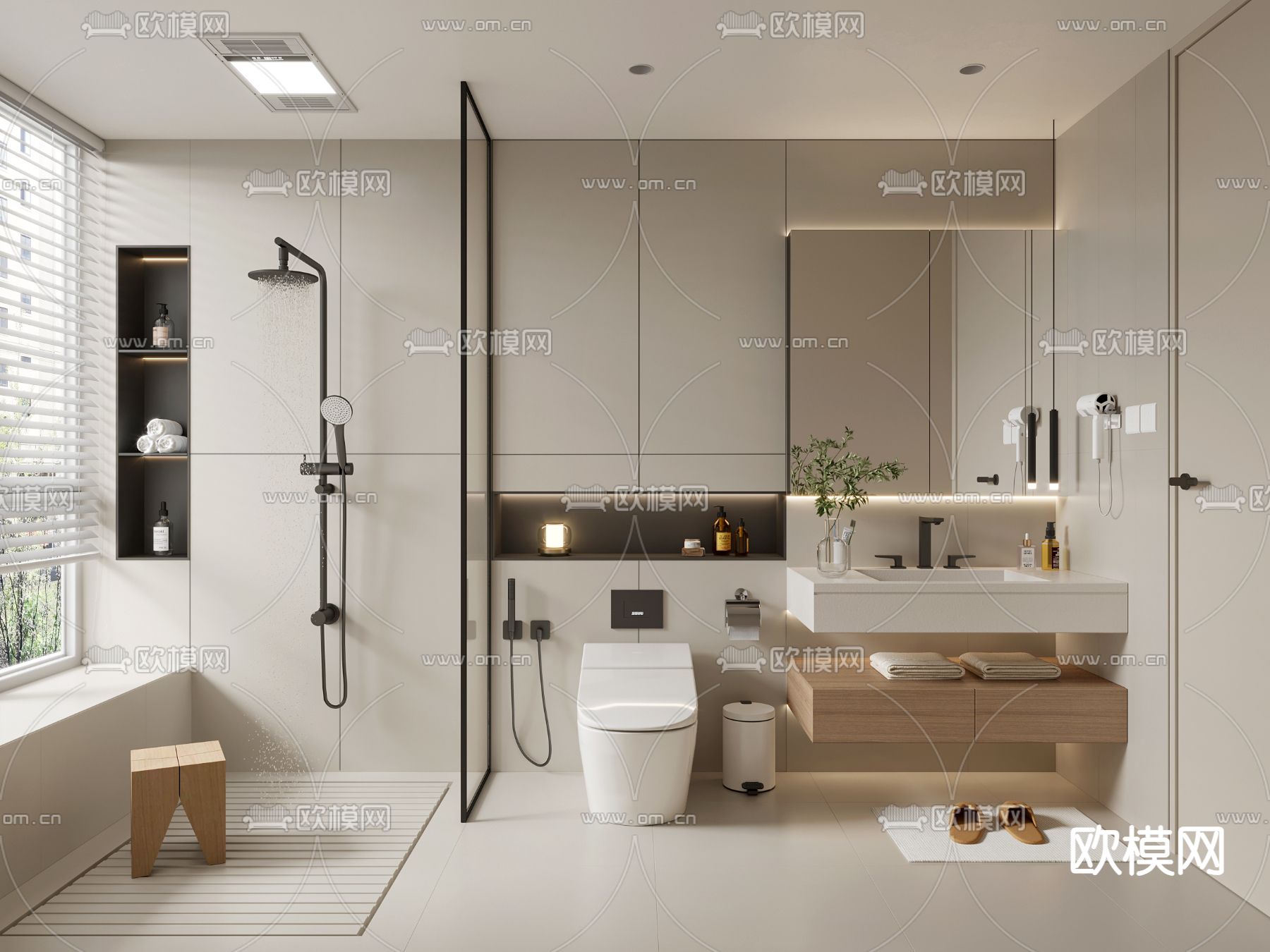 现代卫生间 浴室3d模型下载