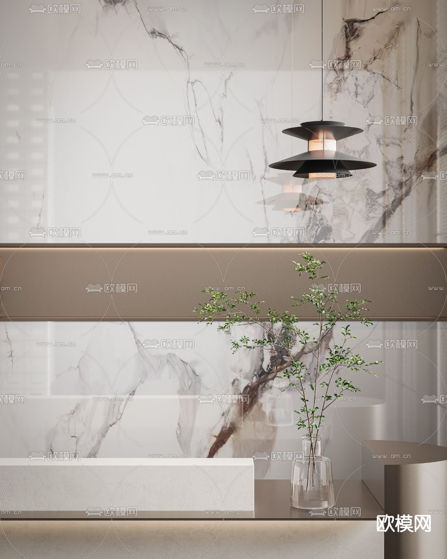 办公室前台 接待3d模型下载（渲染图2）