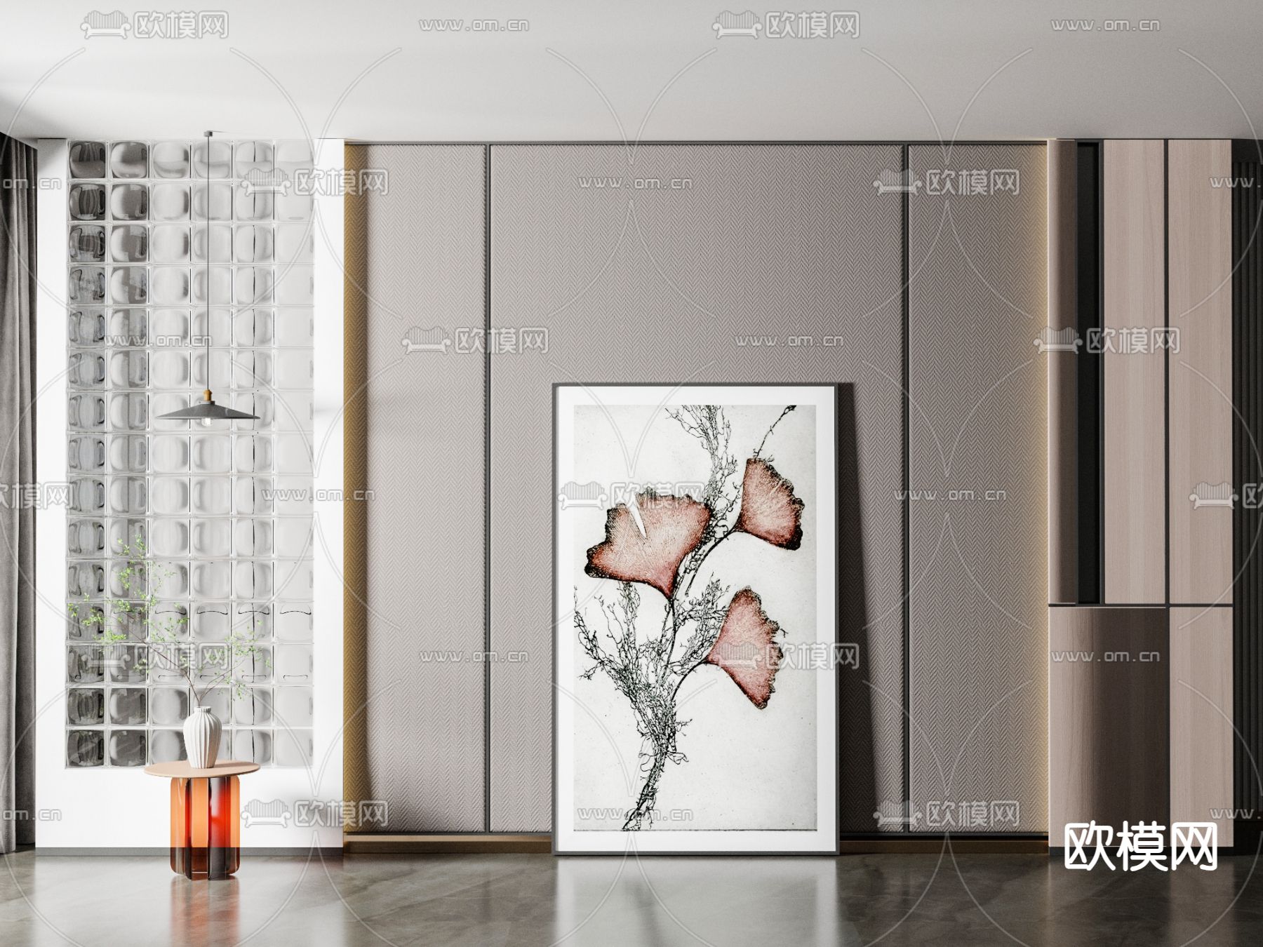 玻璃砖隔断su模型下载（渲染图1）