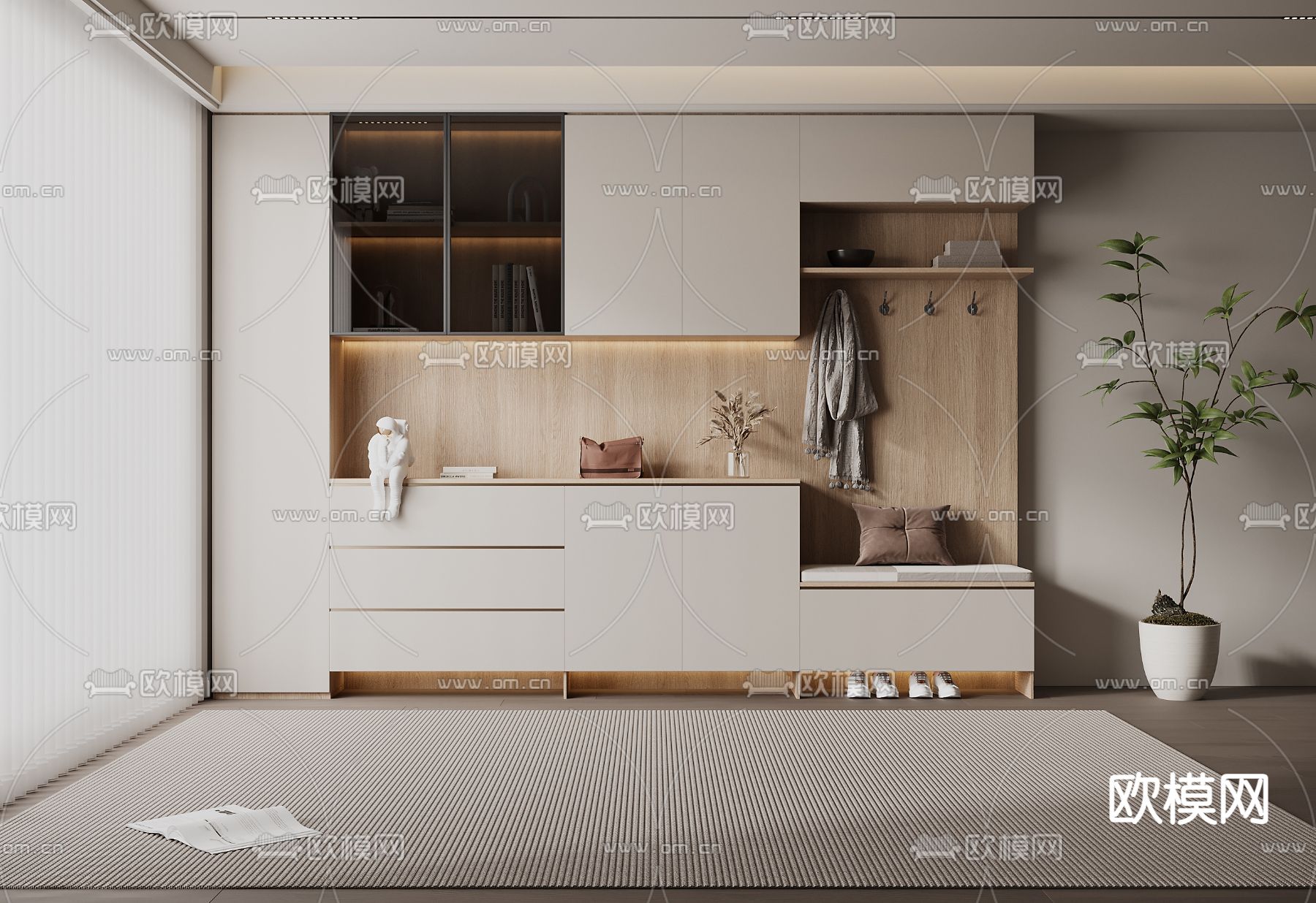 玄关鞋柜3d模型下载