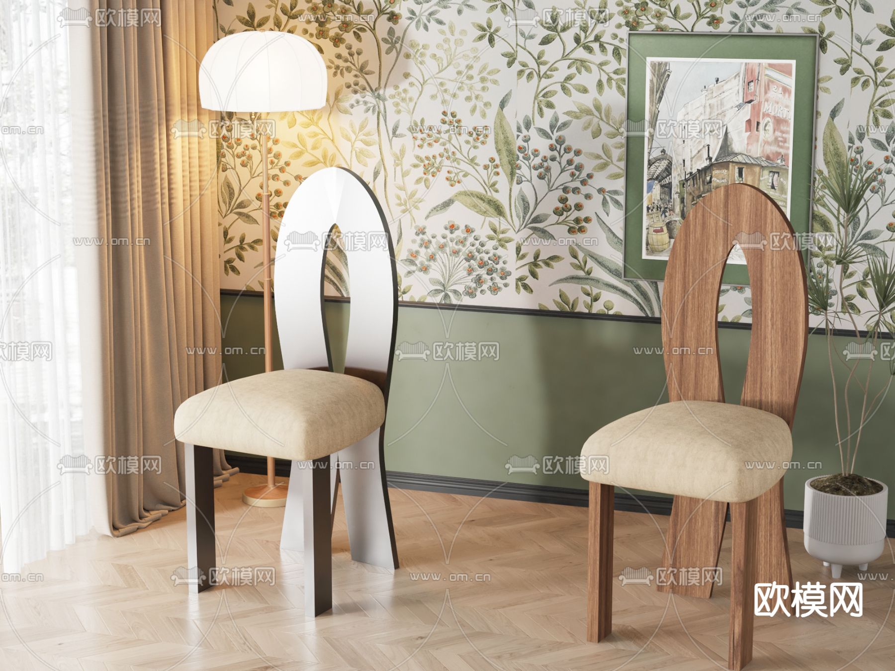 美式椅子 餐椅3d模型下载