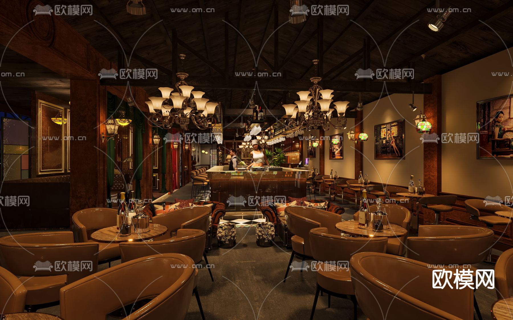 民国风酒吧 歌舞厅3d模型下载（渲染图3）