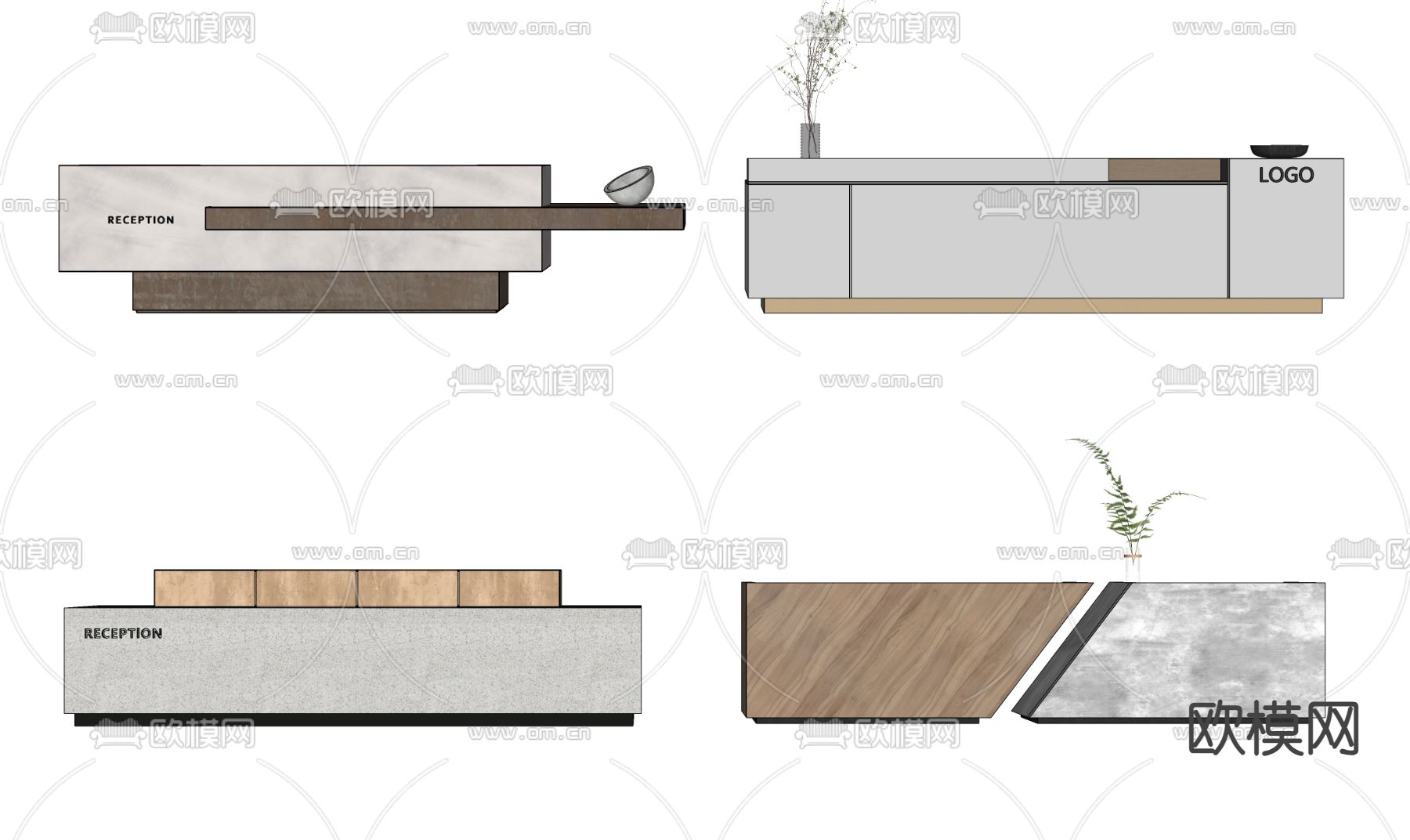 现代接待台su模型下载（渲染图2）