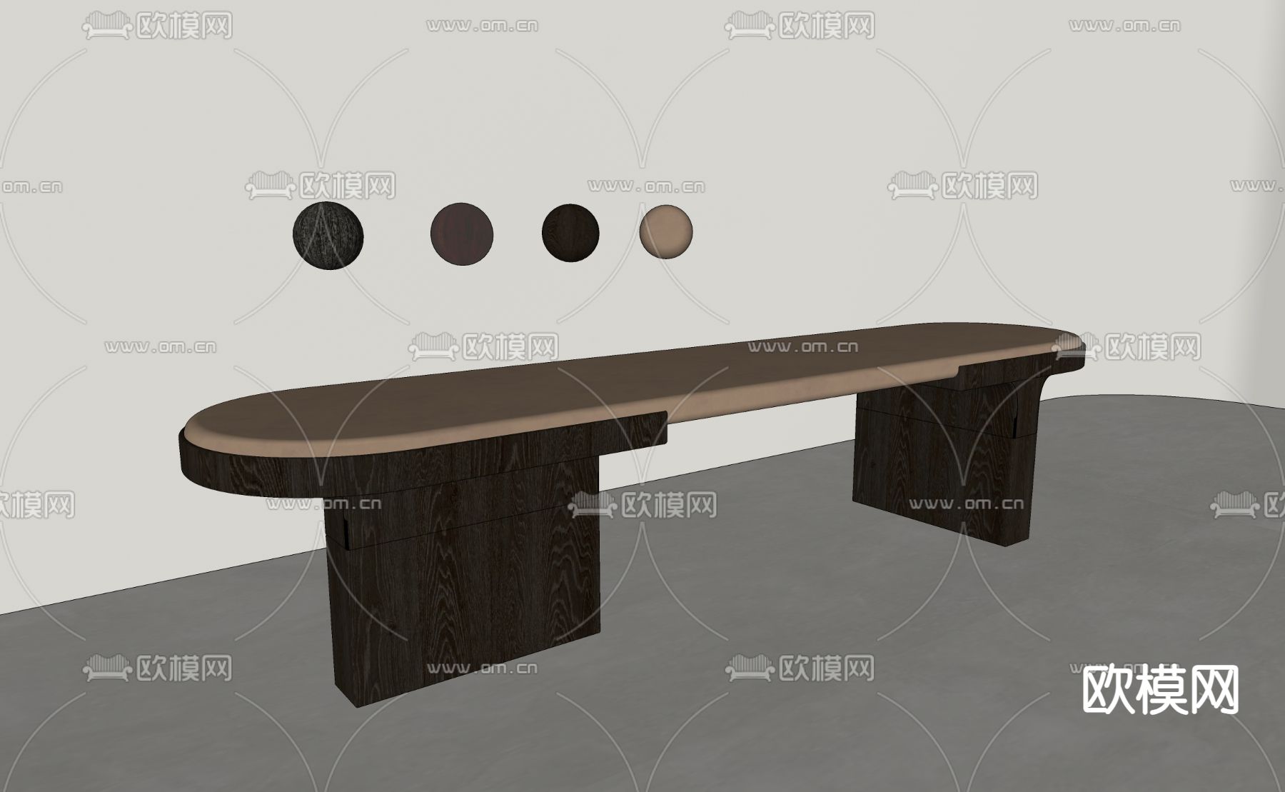 侘寂床尾凳su模型下载（渲染图2）