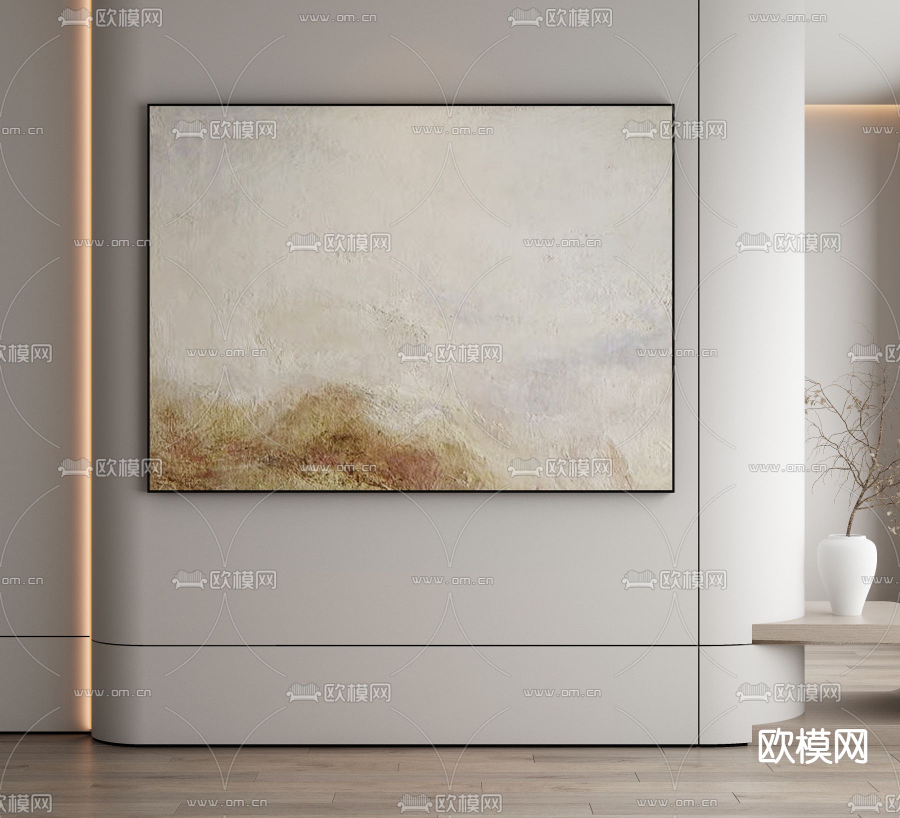 侘寂装饰画 肌理画3d模型下载