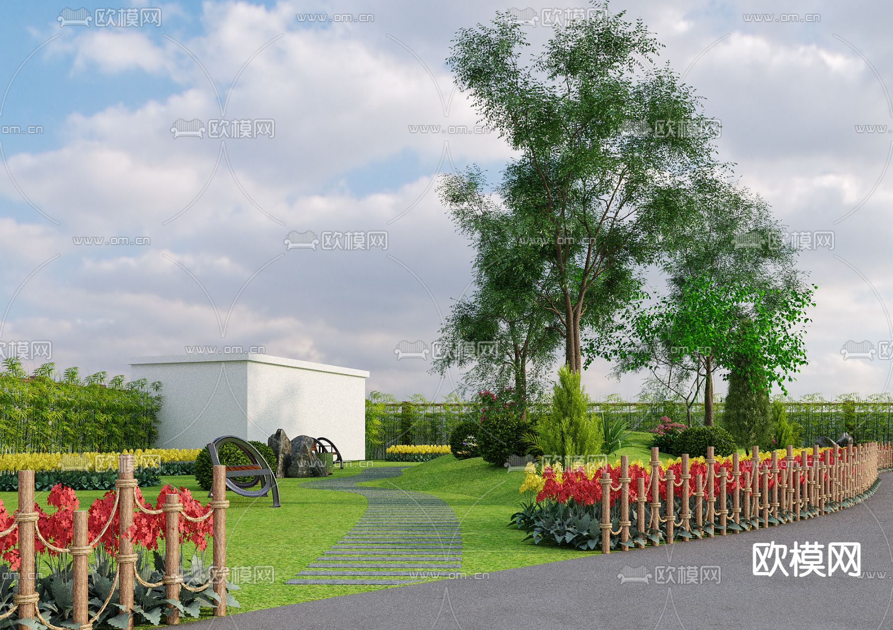 公园景观3d模型下载（渲染图1）