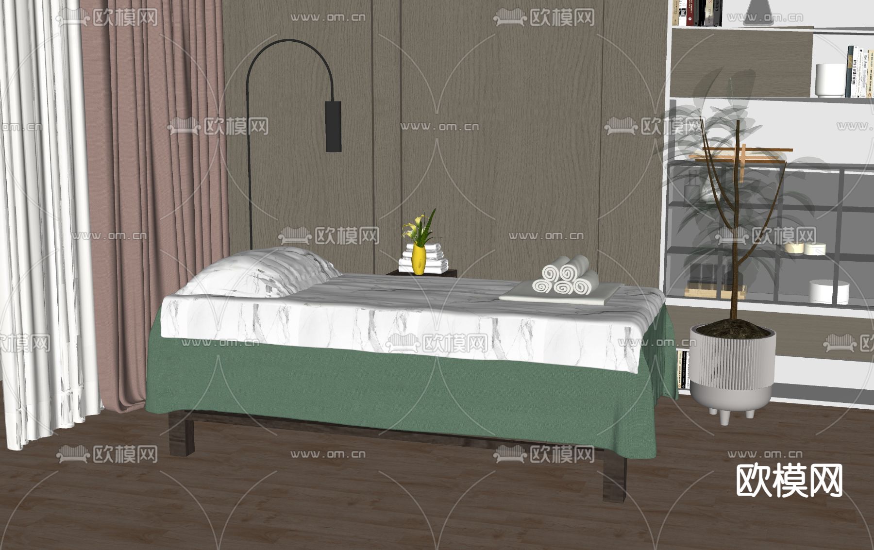 现代按摩床su模型下载（渲染图2）