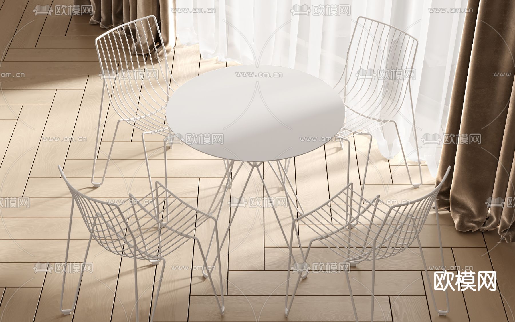 户外桌椅 铁艺桌椅3d模型下载