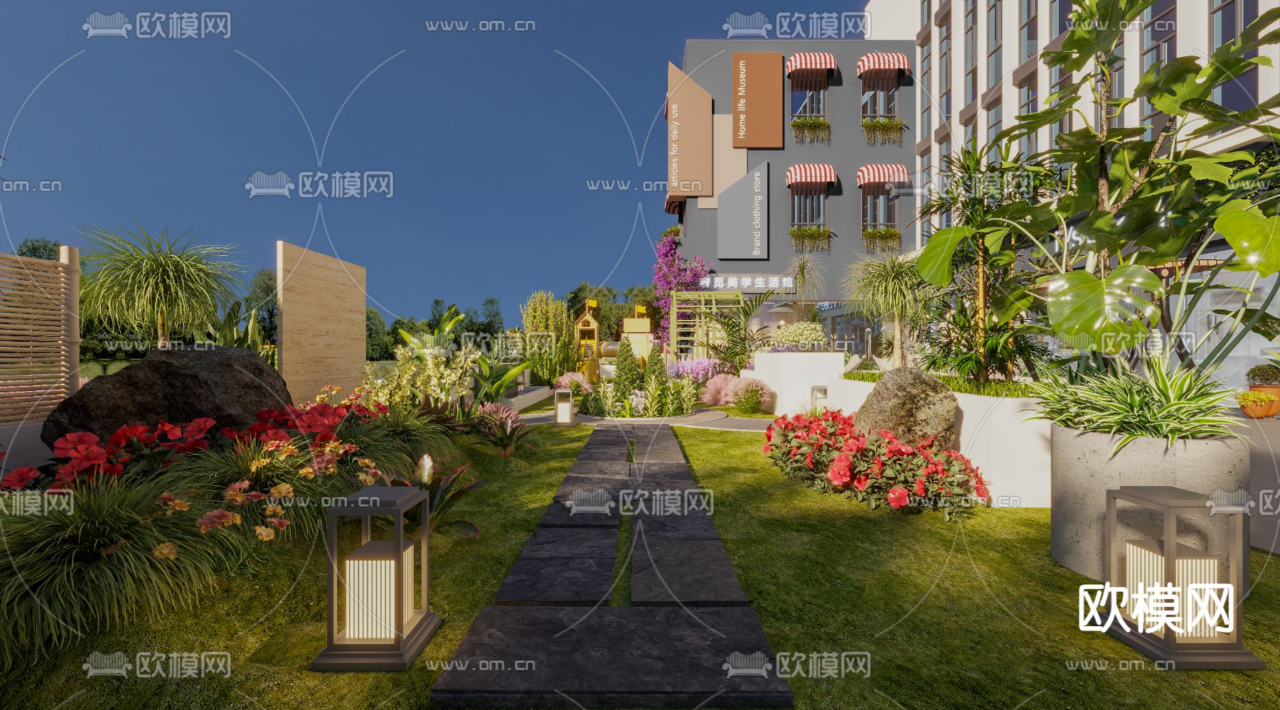 户外花园 露营桌椅3d模型下载（渲染图2）