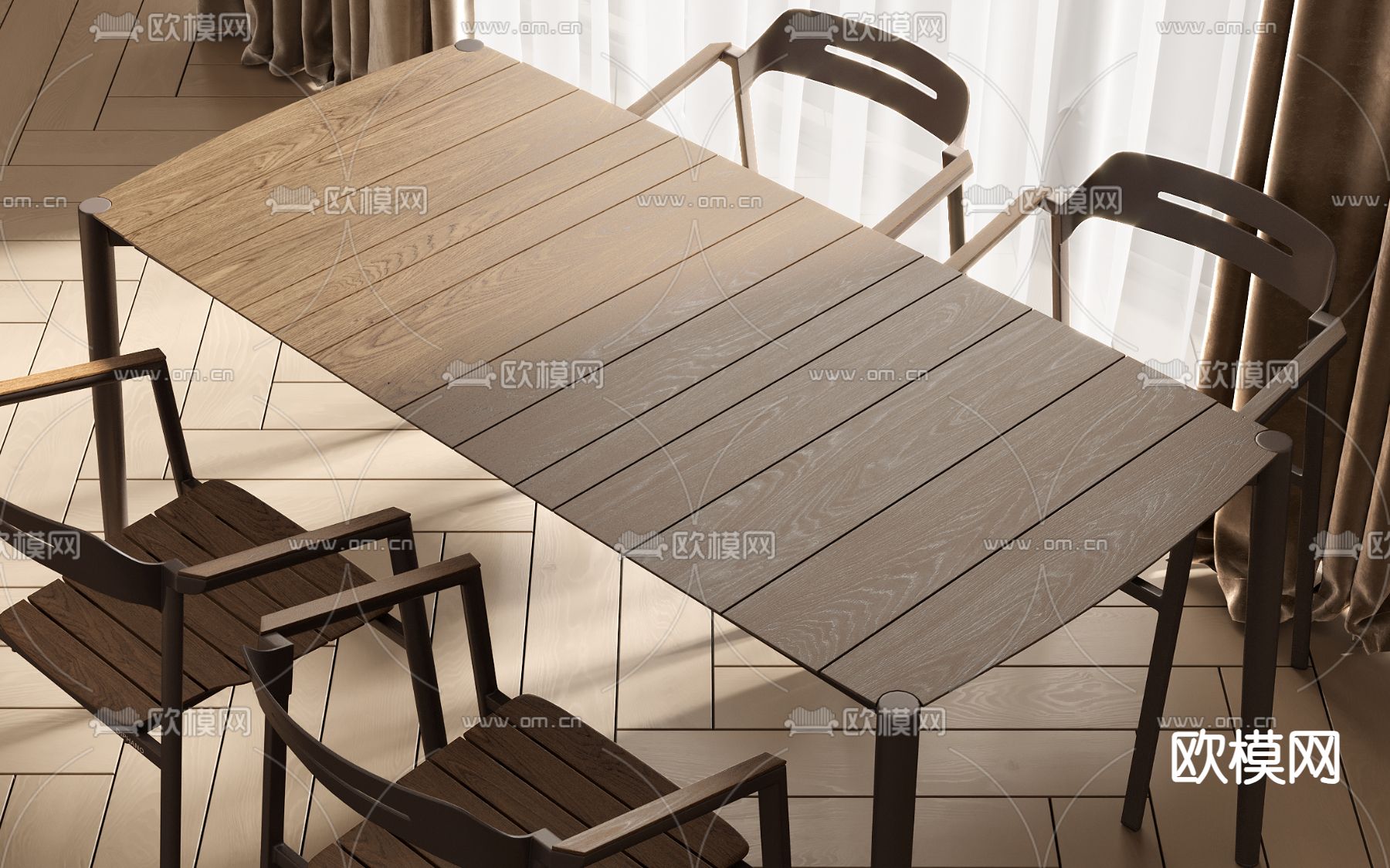 户外桌椅3d模型下载