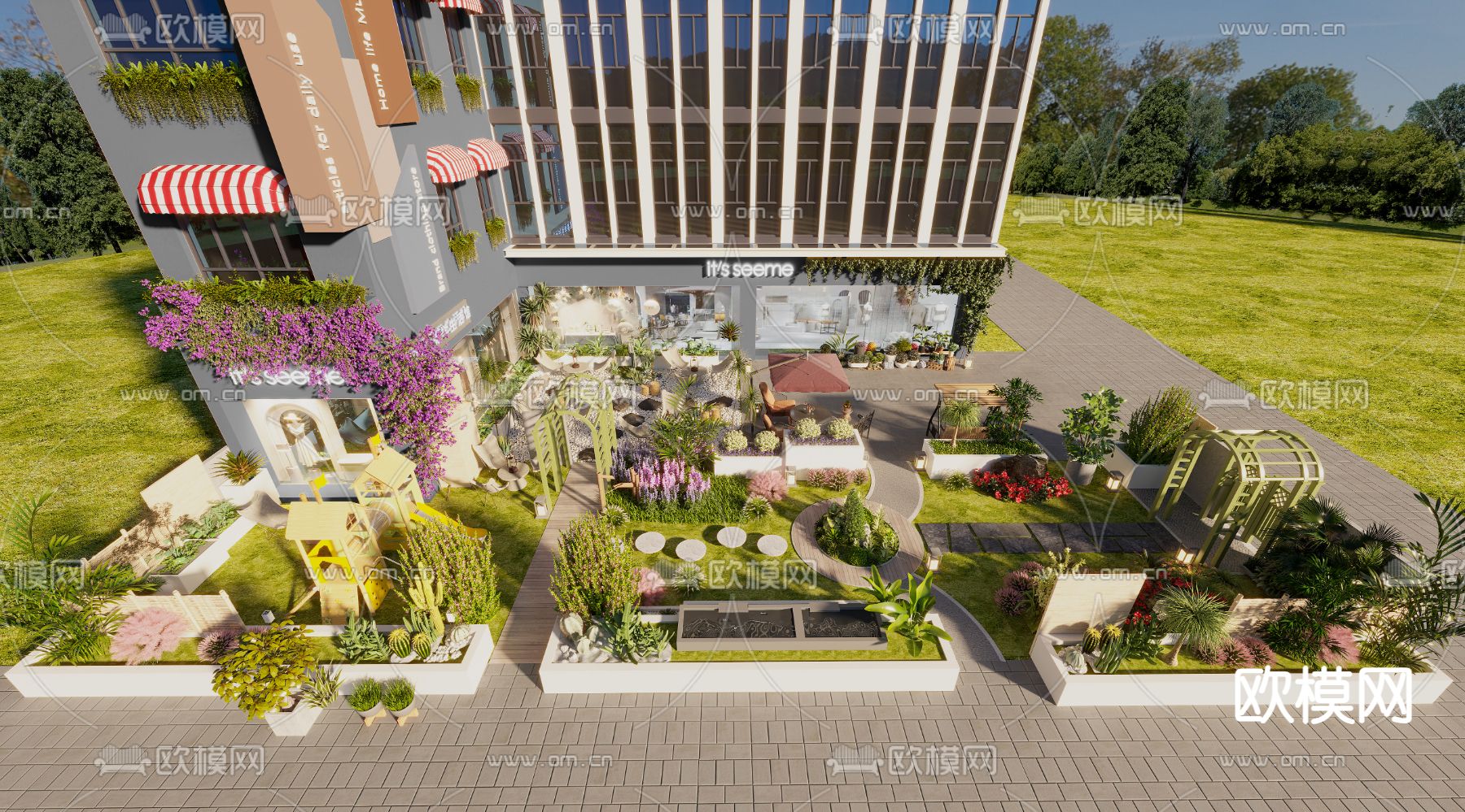 户外花园 露营桌椅3d模型下载（渲染图4）